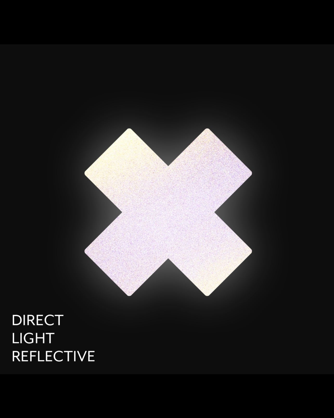 Plus X: Reflective Gun Metal Grey Cross Nipple Pasties, Pasties, - One Stop Rave