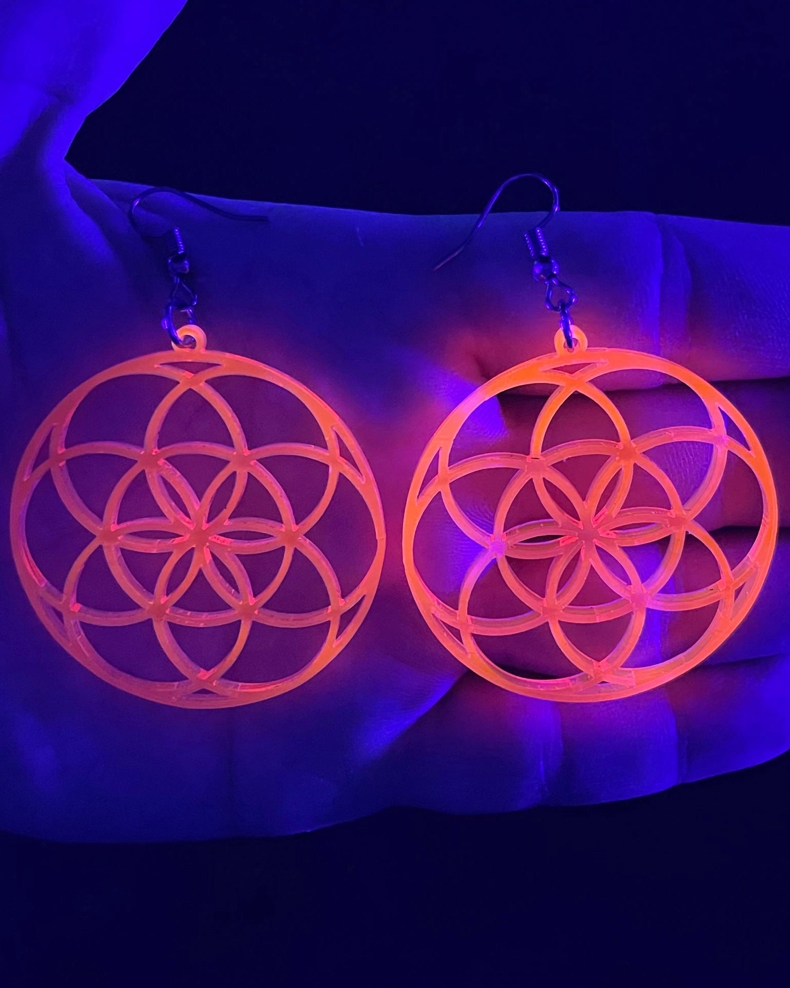 Seed of Life Earrings, Dangle Earrings, - One Stop Rave