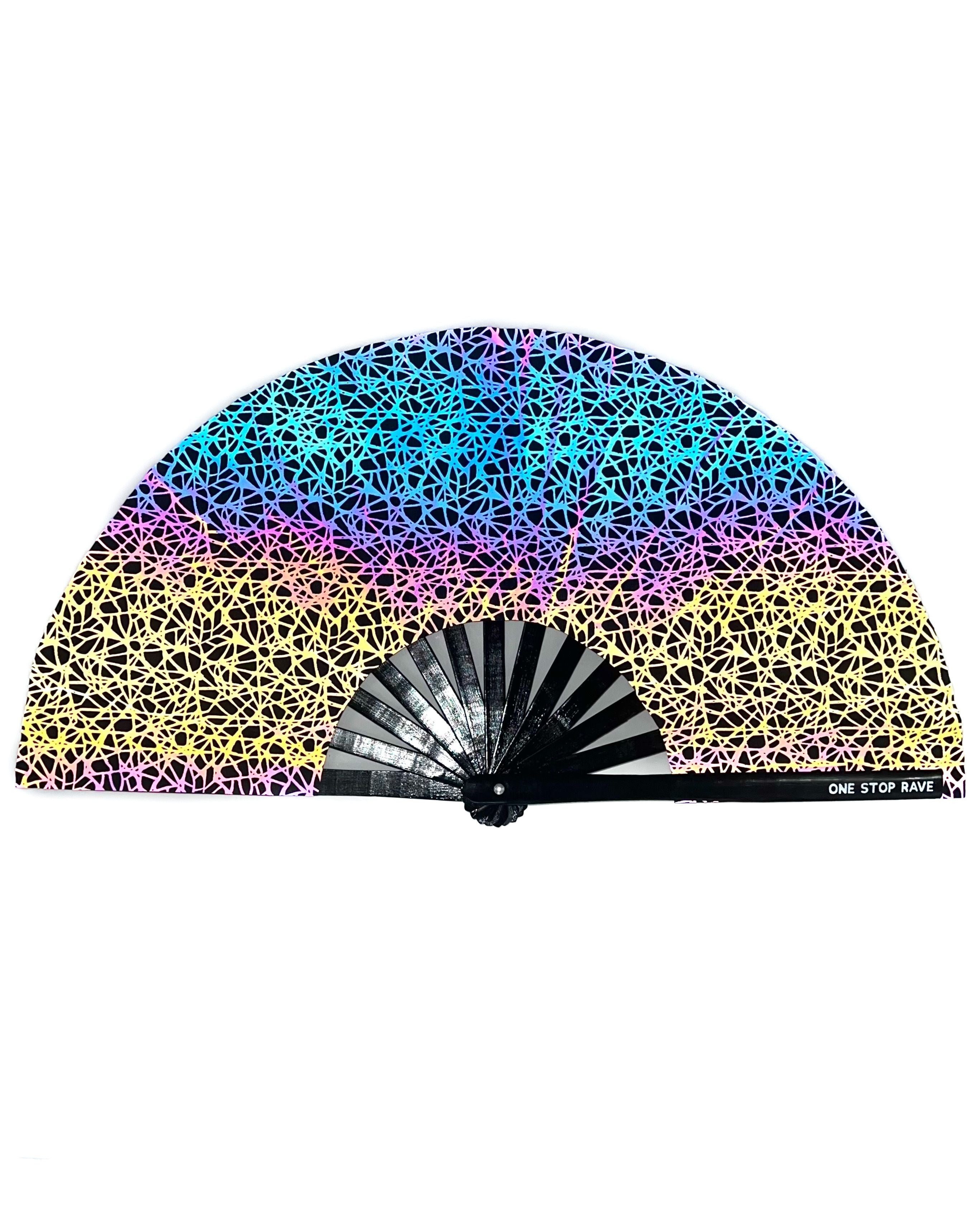 String Theory Reflective Hand Fan, Festival Fans 13.5", - One Stop Rave