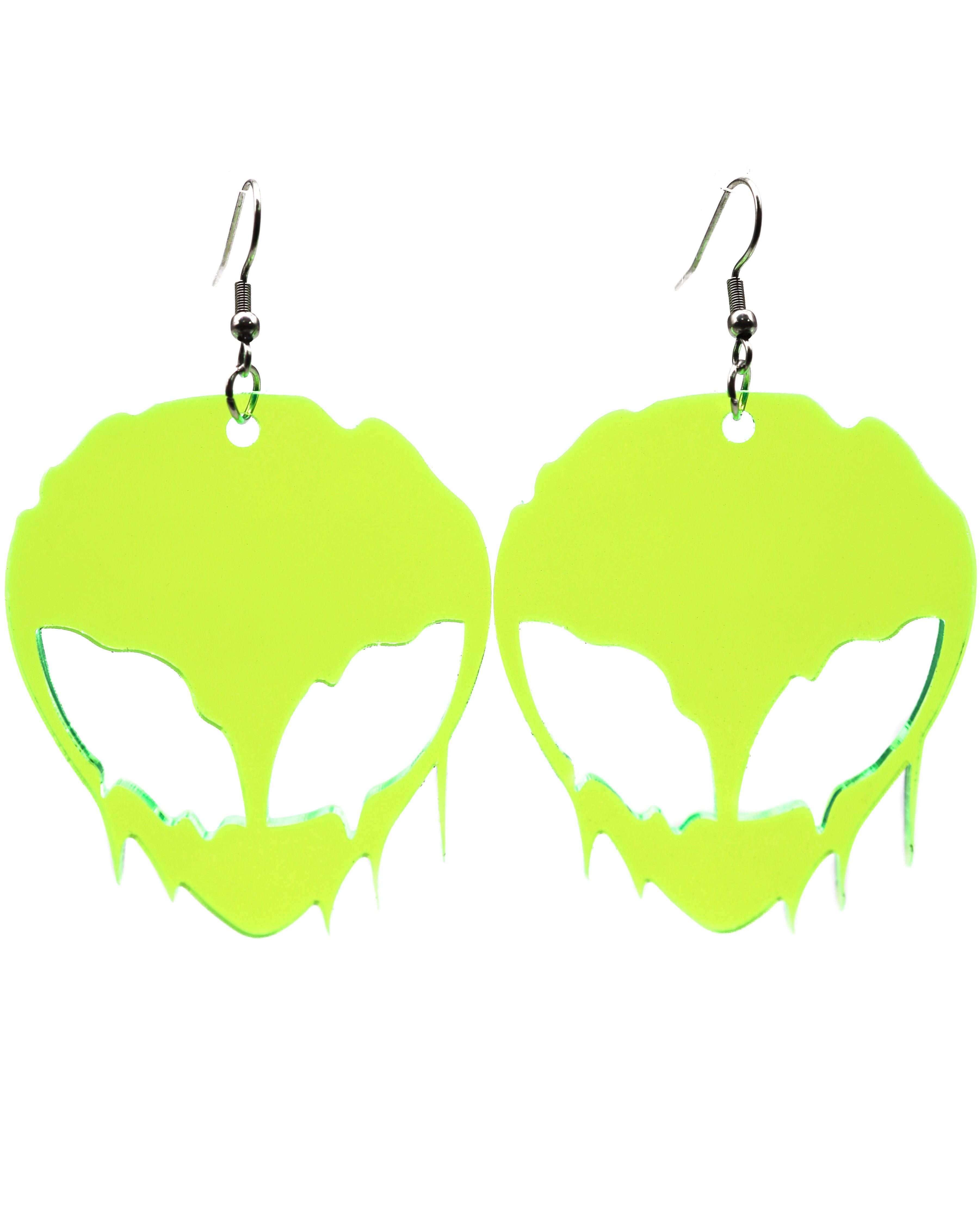 Trippy Alien Earrings, Dangle Earrings, - One Stop Rave