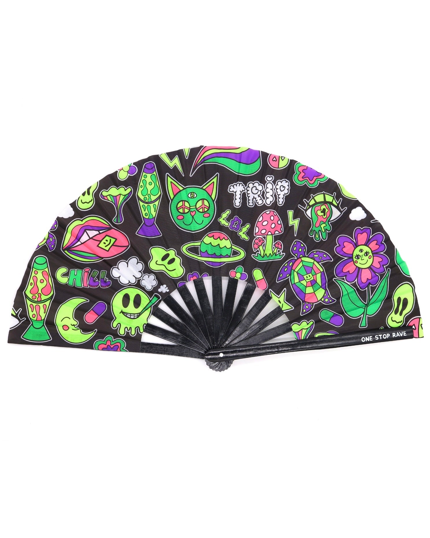 Vibe With Me Hand Fan, Festival Fans 13.5", - One Stop Rave