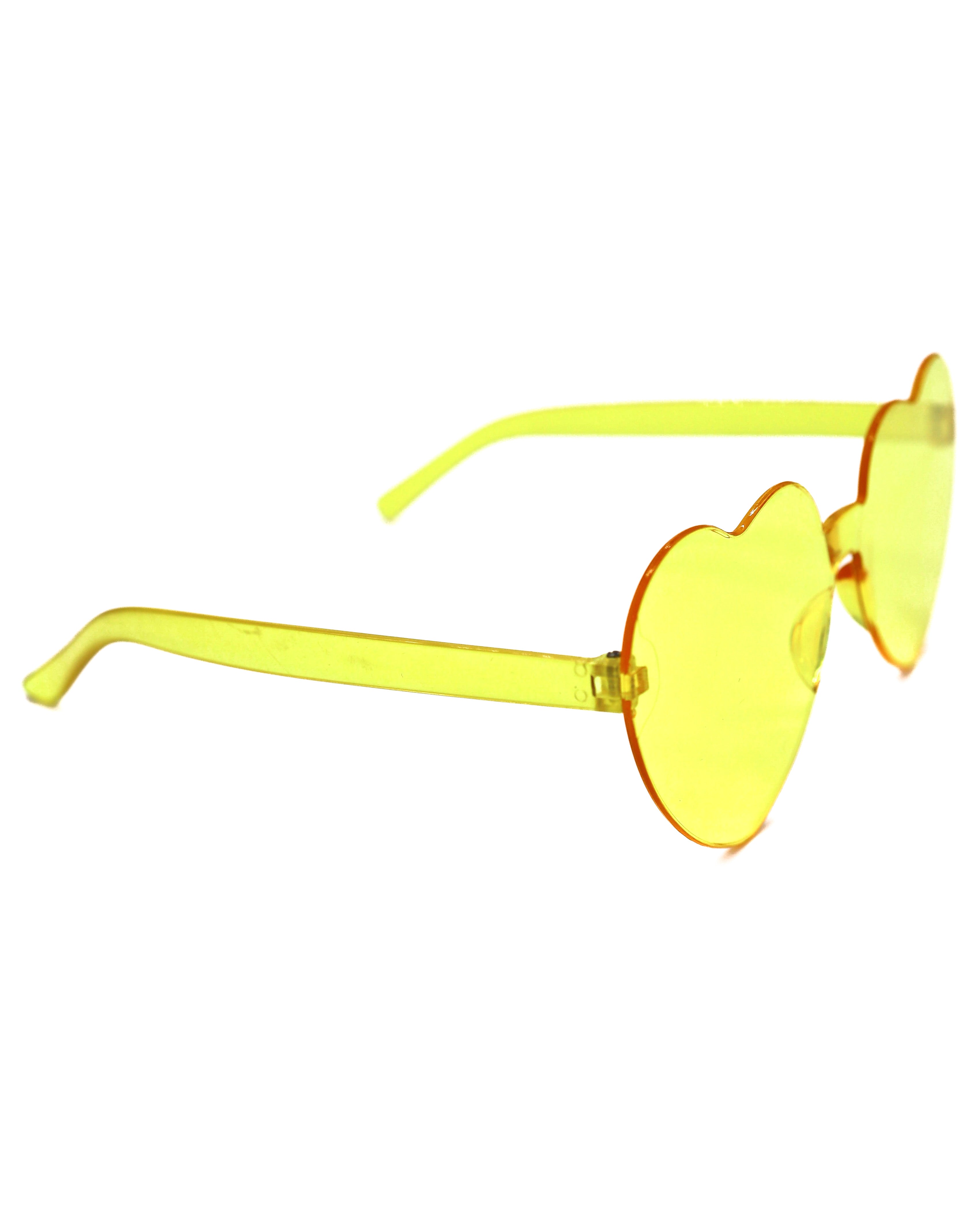 Yellow Heart Sunglasses, Heart Sunglasses, - One Stop Rave