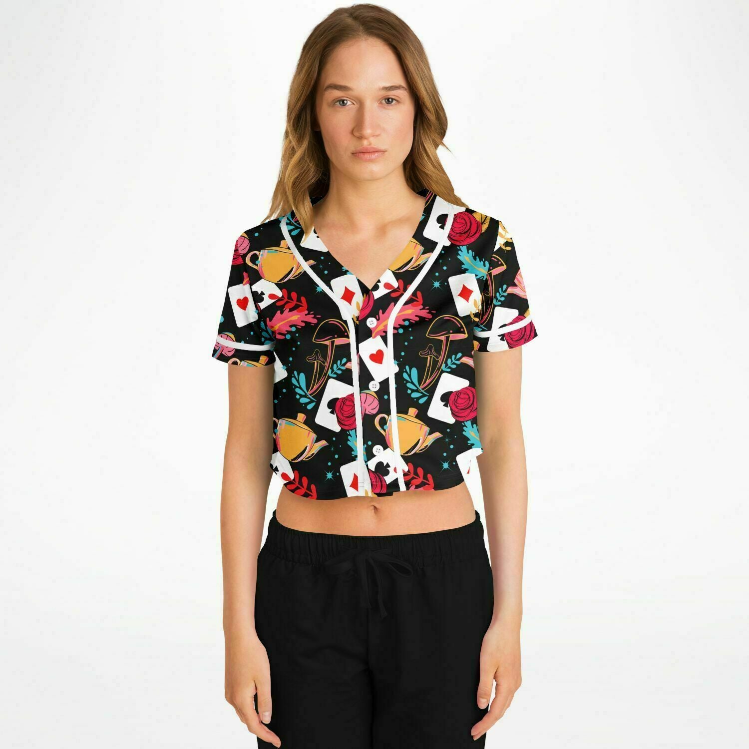 Curiouser and Curiouser Cropped Jersey, Cropped Baseball Jersey, - One Stop Rave