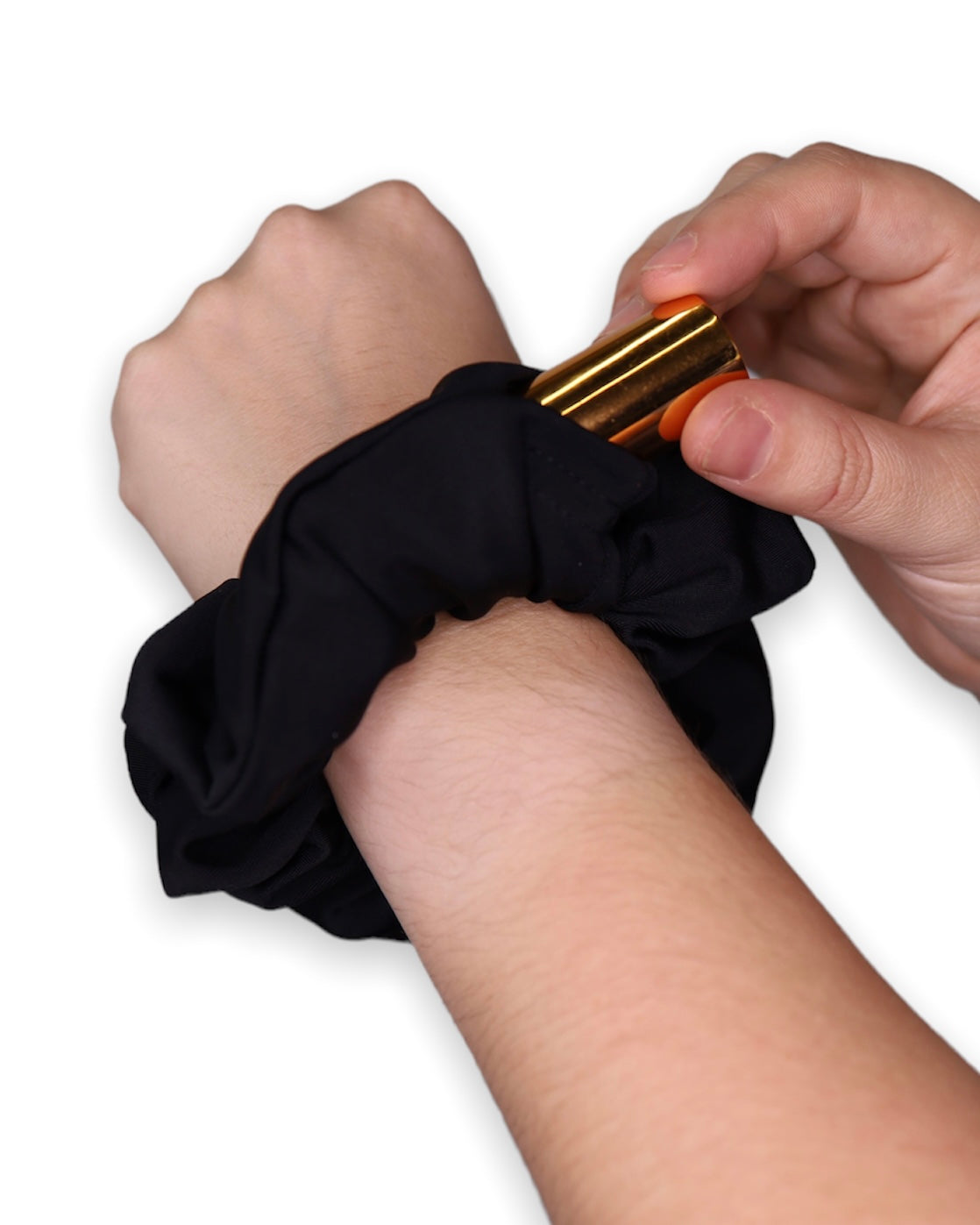 Black Scrunchie with a hidden pocket to store small items. One Stop Rave.