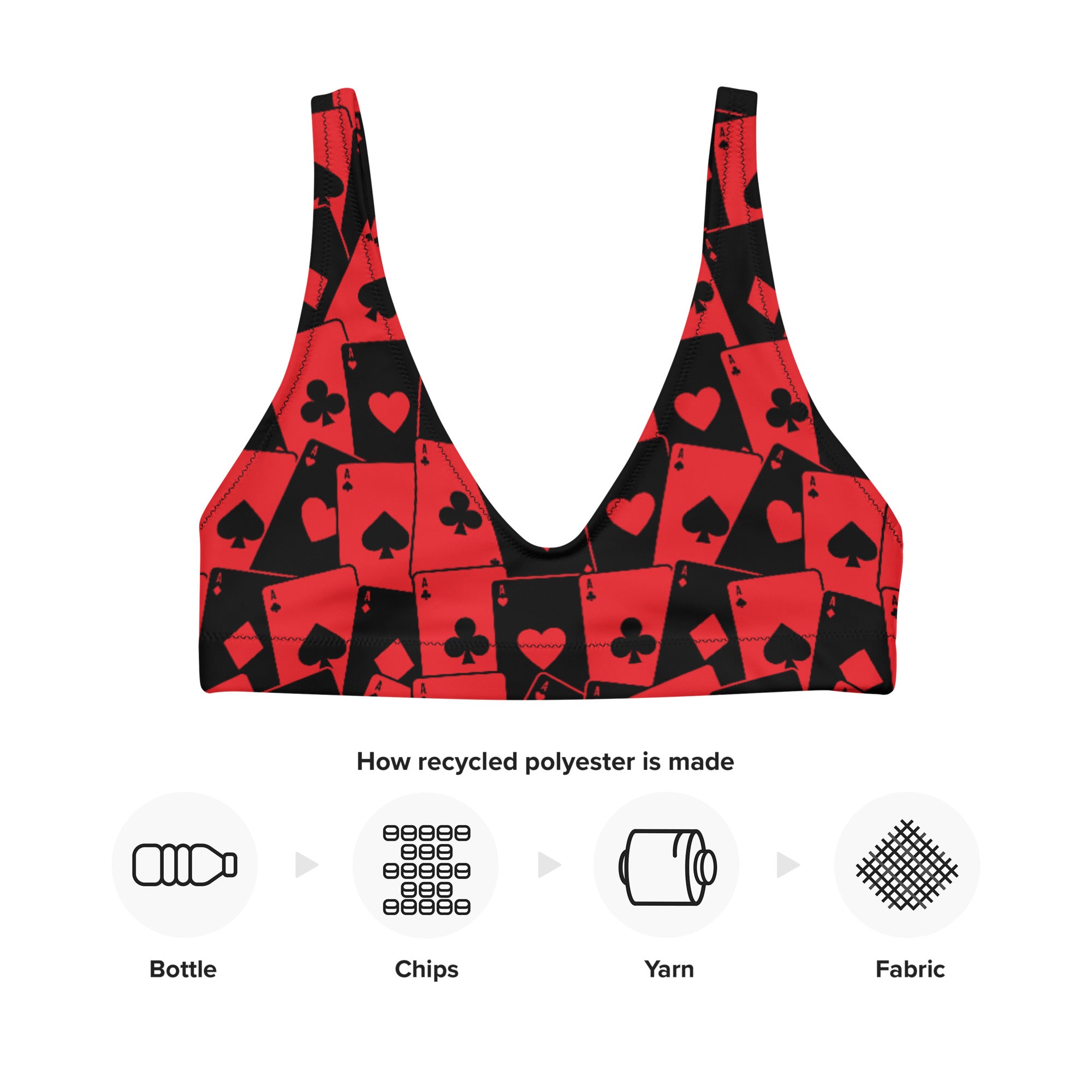 Ace Of Hearts Recycled Padded V-Top, V-Top, - One Stop Rave