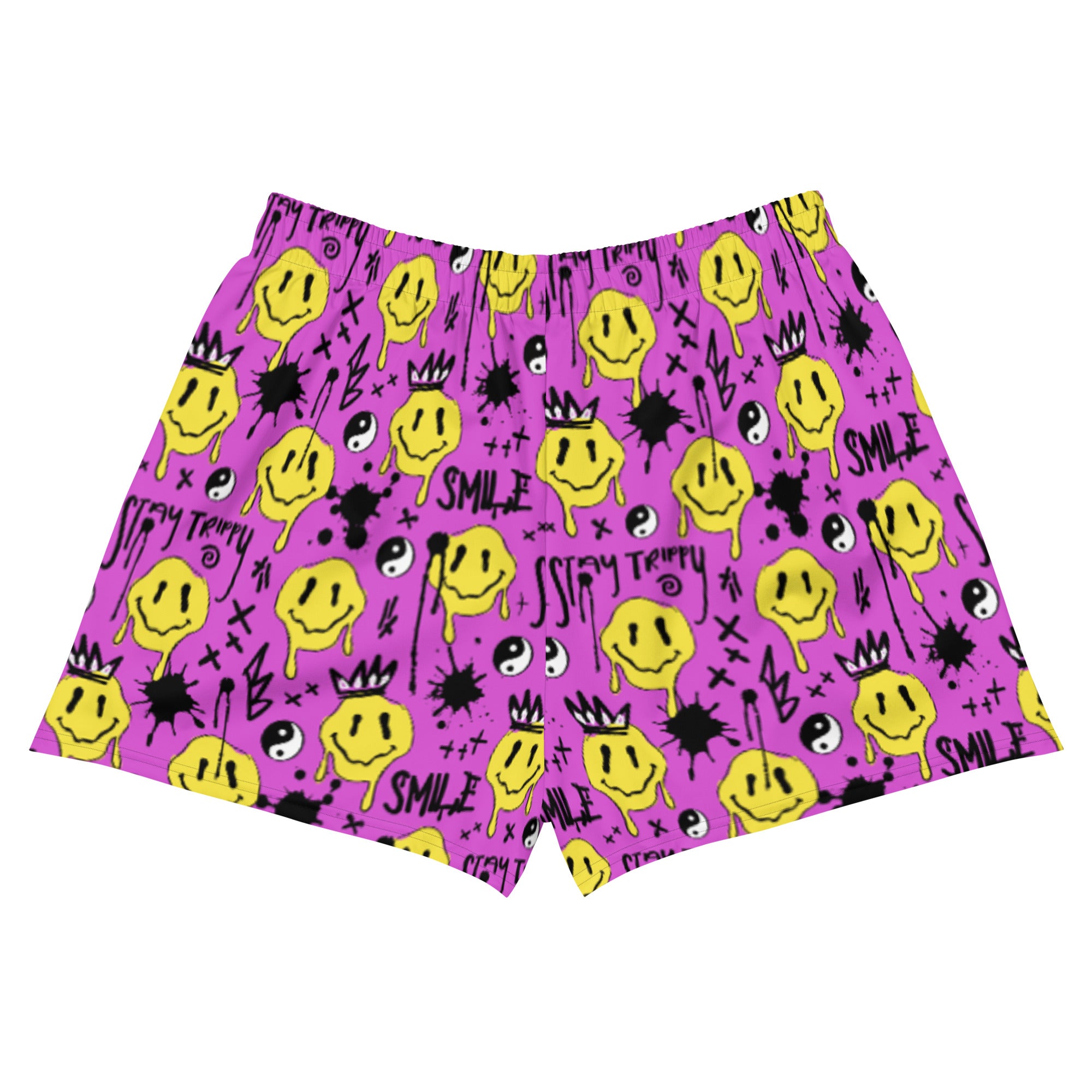 Smile Splatter Recycled Shorts, Athletic Shorts, - One Stop Rave