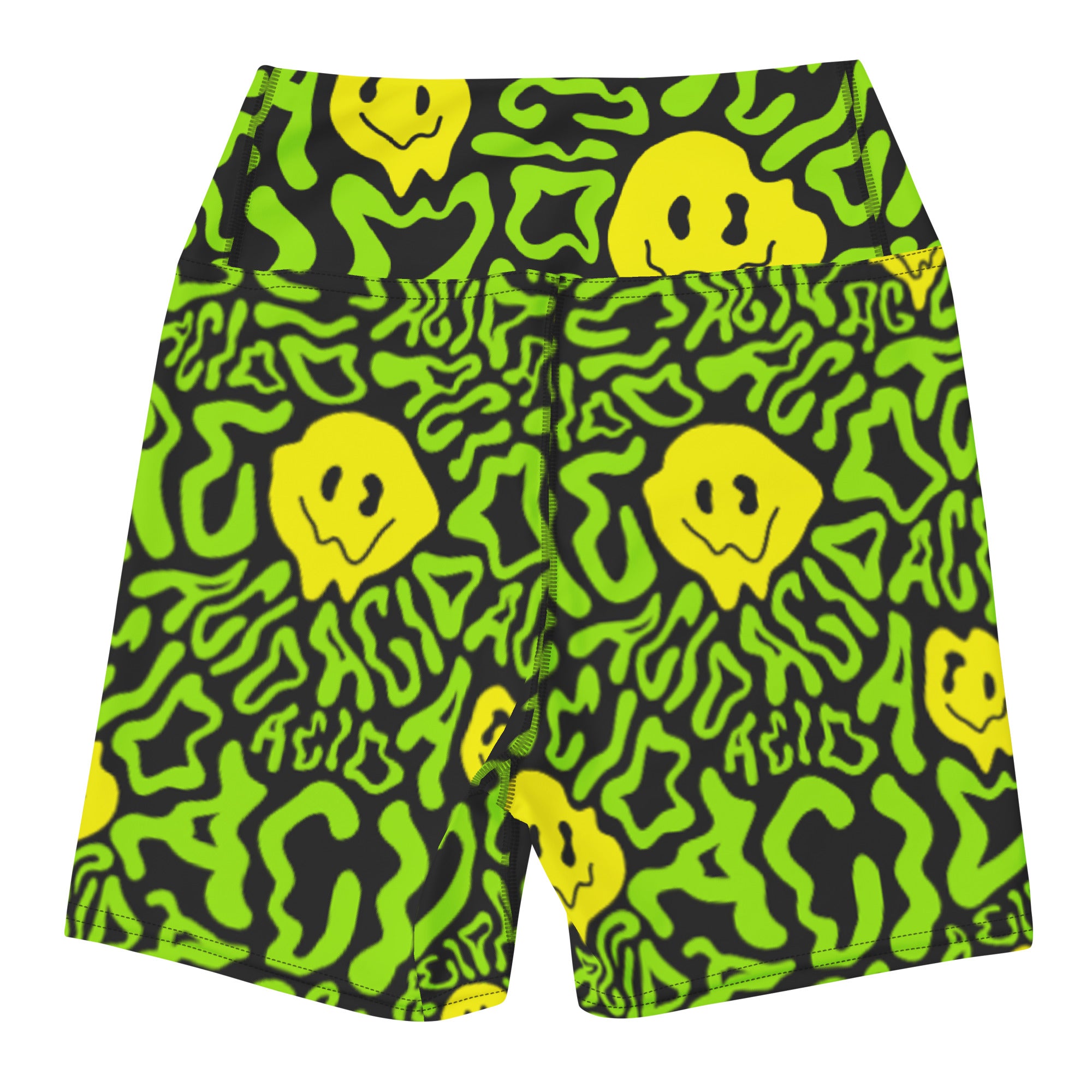 Acid Smilez Yoga Shorts, Athletic Shorts, - One Stop Rave