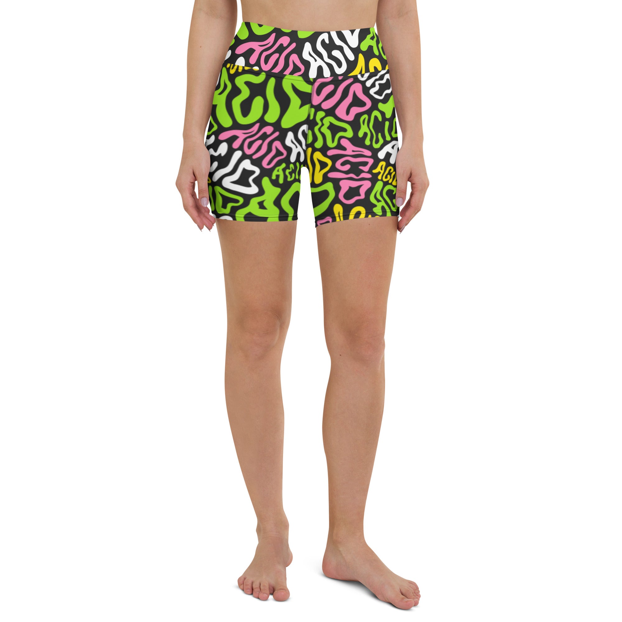 Candy Acid Yoga Shorts, Athletic Shorts, - One Stop Rave