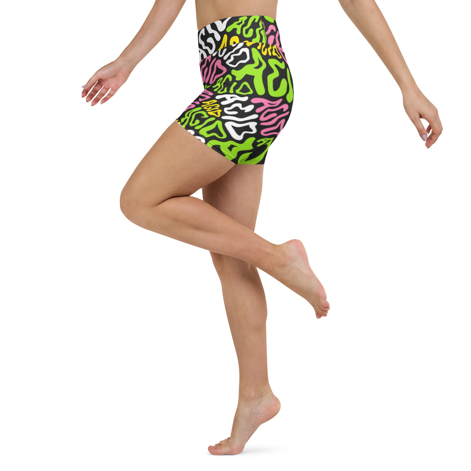 Candy Acid Yoga Shorts, Athletic Shorts, - One Stop Rave