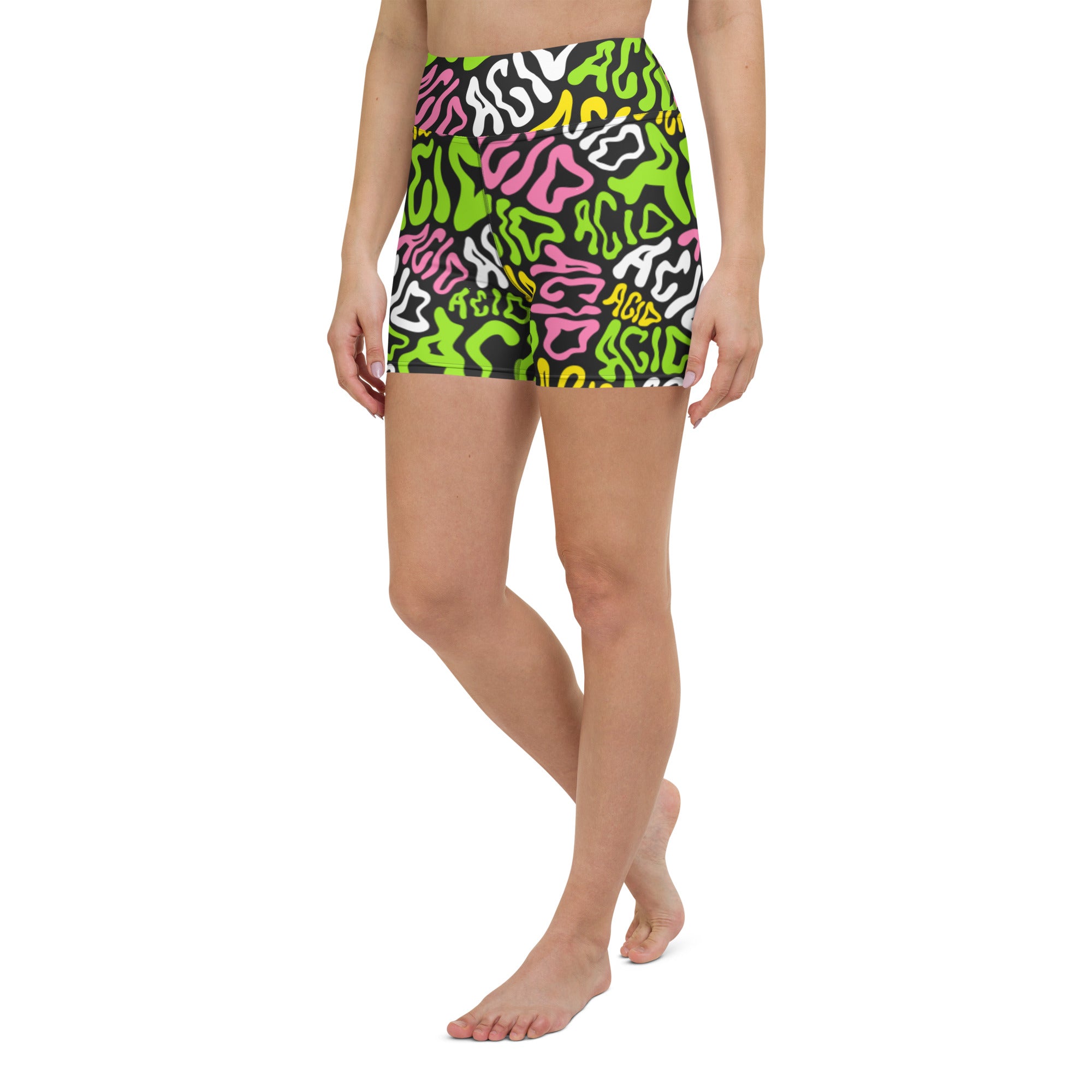 Candy Acid Yoga Shorts, Athletic Shorts, - One Stop Rave