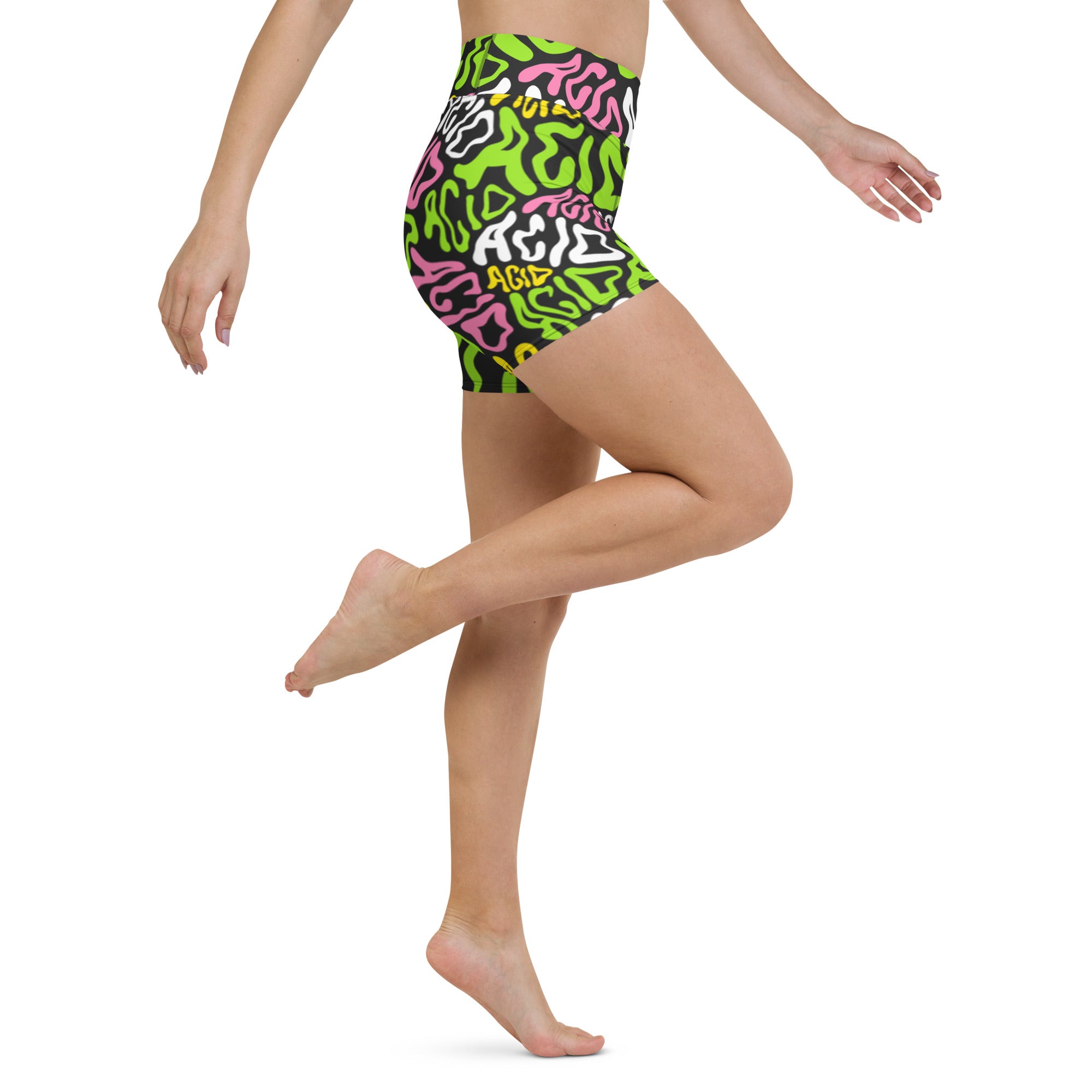 Candy Acid Yoga Shorts, Athletic Shorts, - One Stop Rave