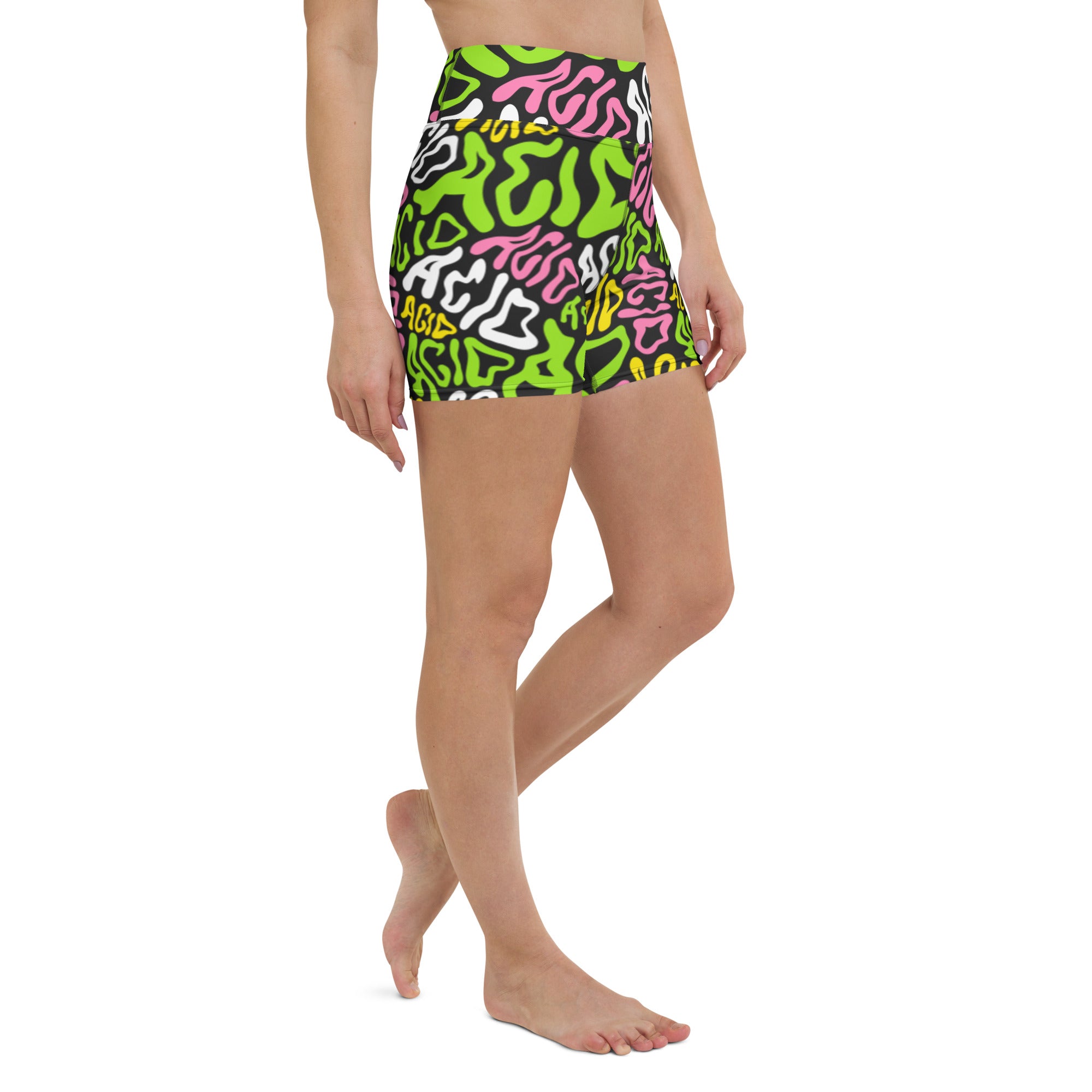 Candy Acid Yoga Shorts, Athletic Shorts, - One Stop Rave