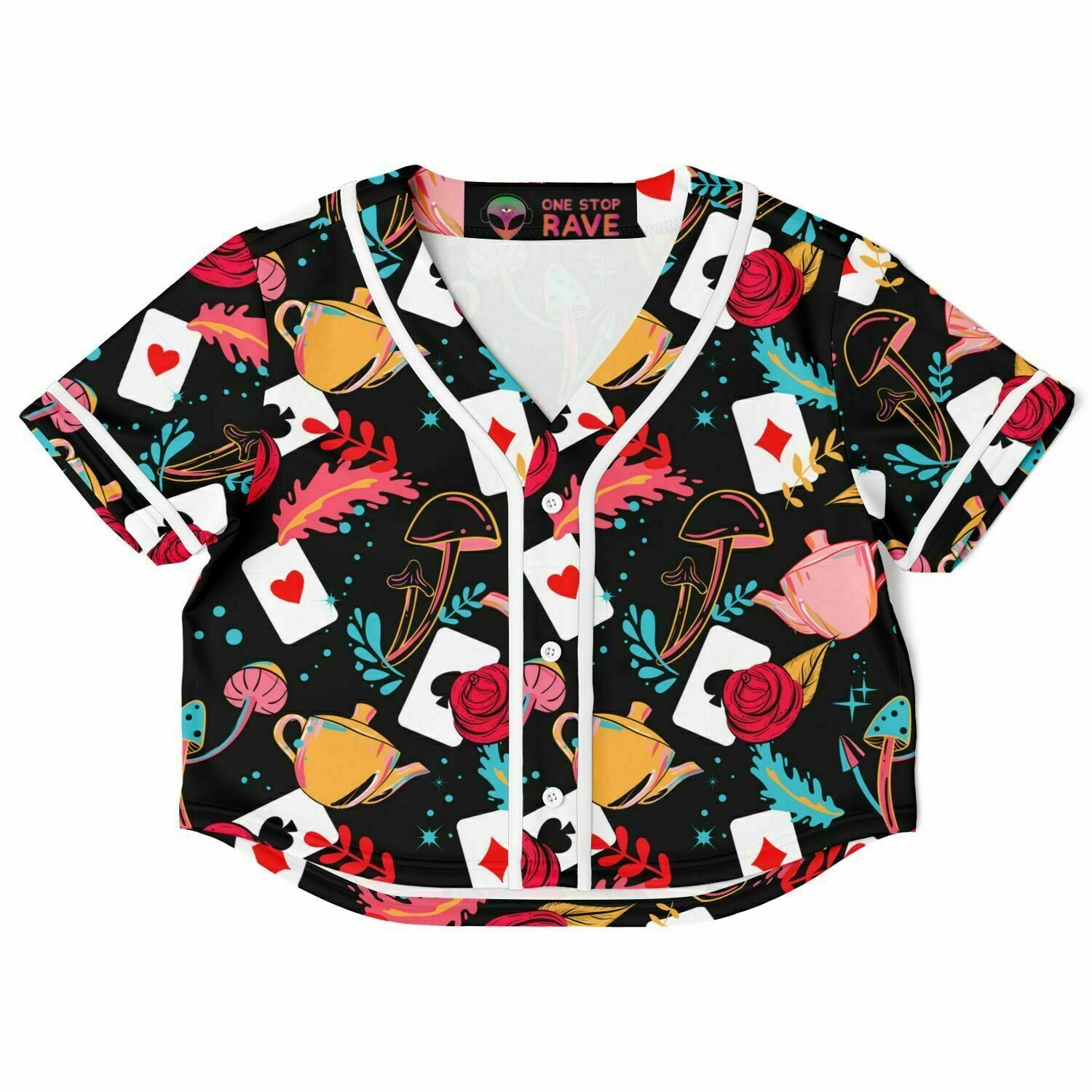 Curiouser and Curiouser Cropped Jersey, Cropped Baseball Jersey, - One Stop Rave