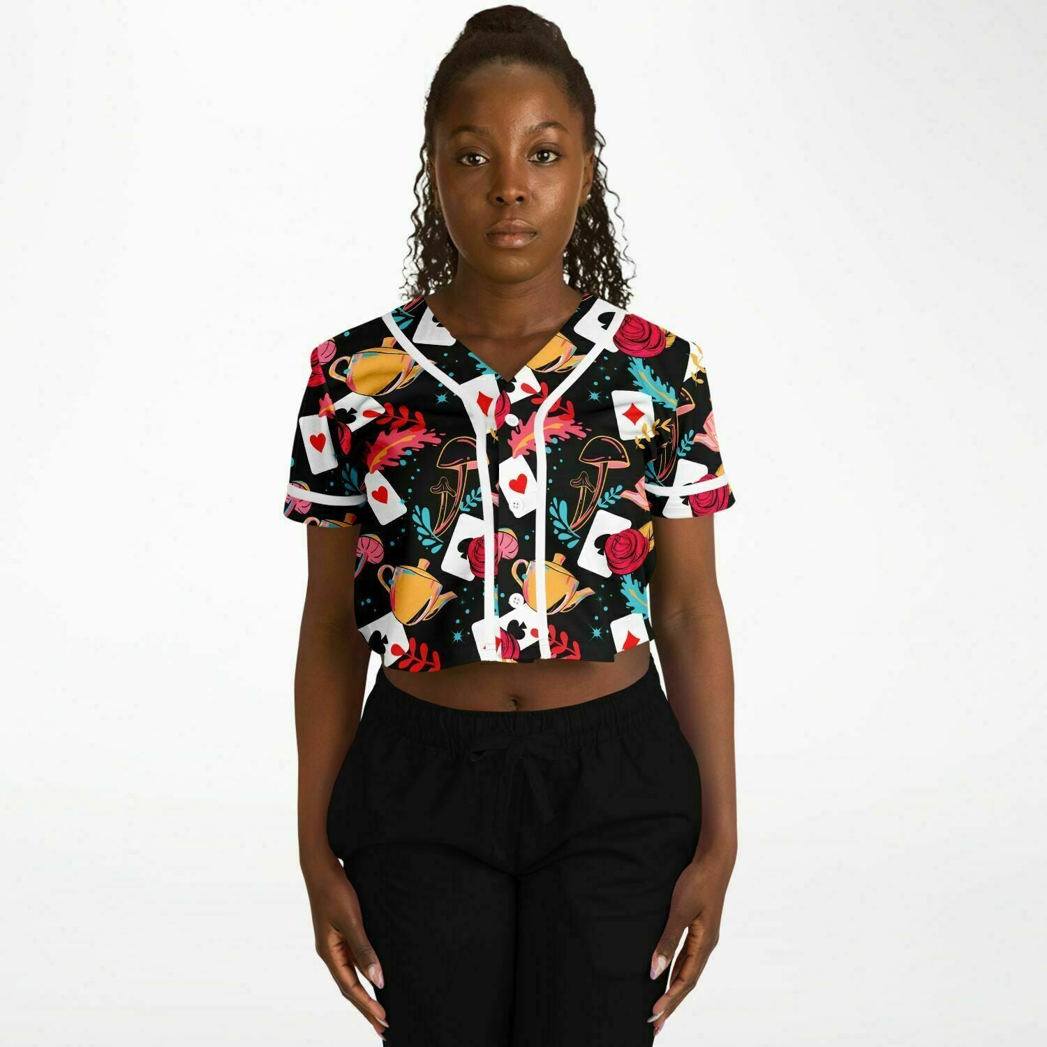 Curiouser and Curiouser Cropped Jersey, Cropped Baseball Jersey, - One Stop Rave