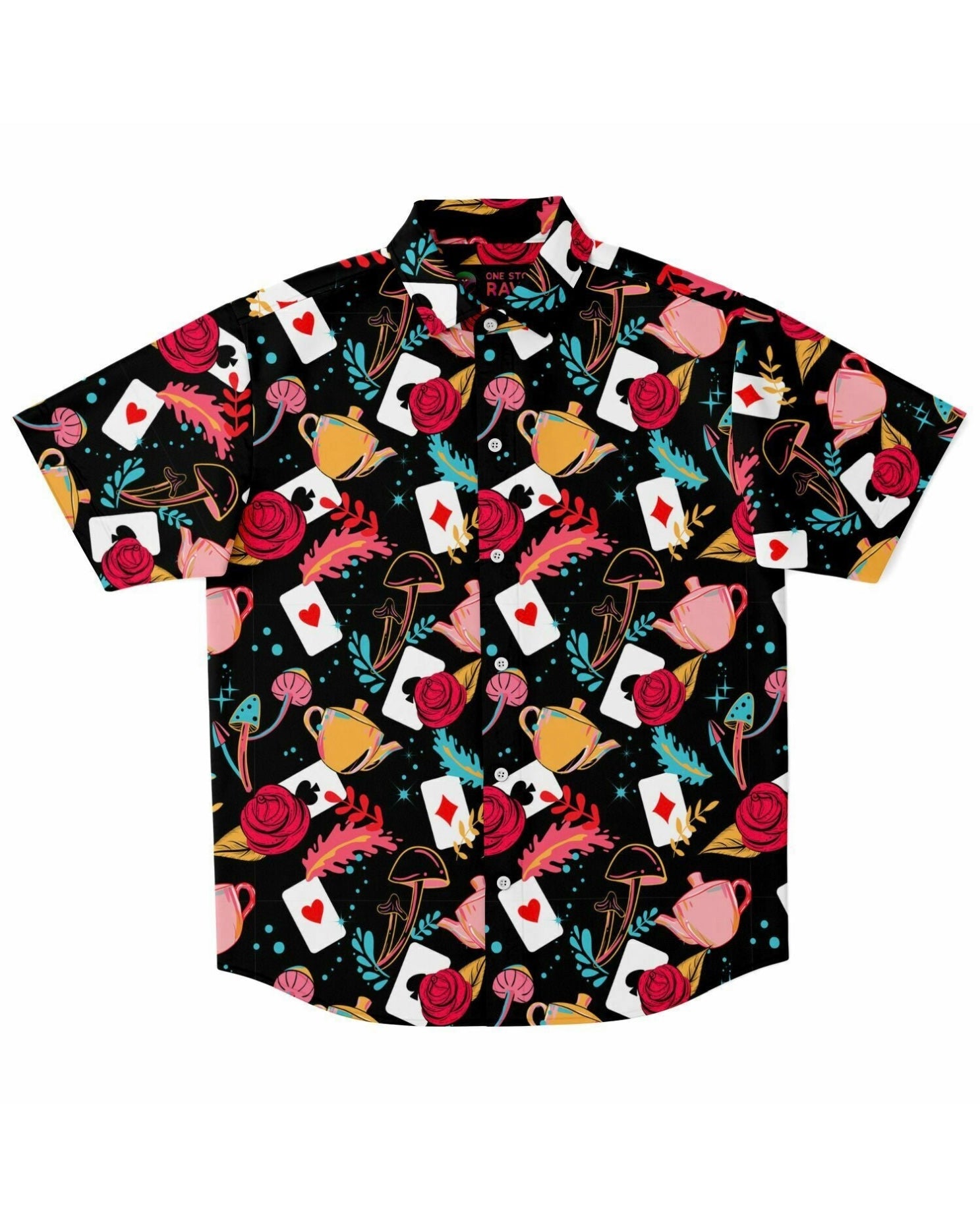 Curiouser and Curiouser Party Shirt, Short Sleeve Button Down Shirt, - One Stop Rave