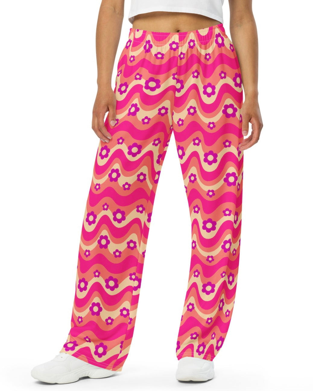 Flower Power Pink Wide Leg Pants, Wide Leg Pants, - One Stop Rave