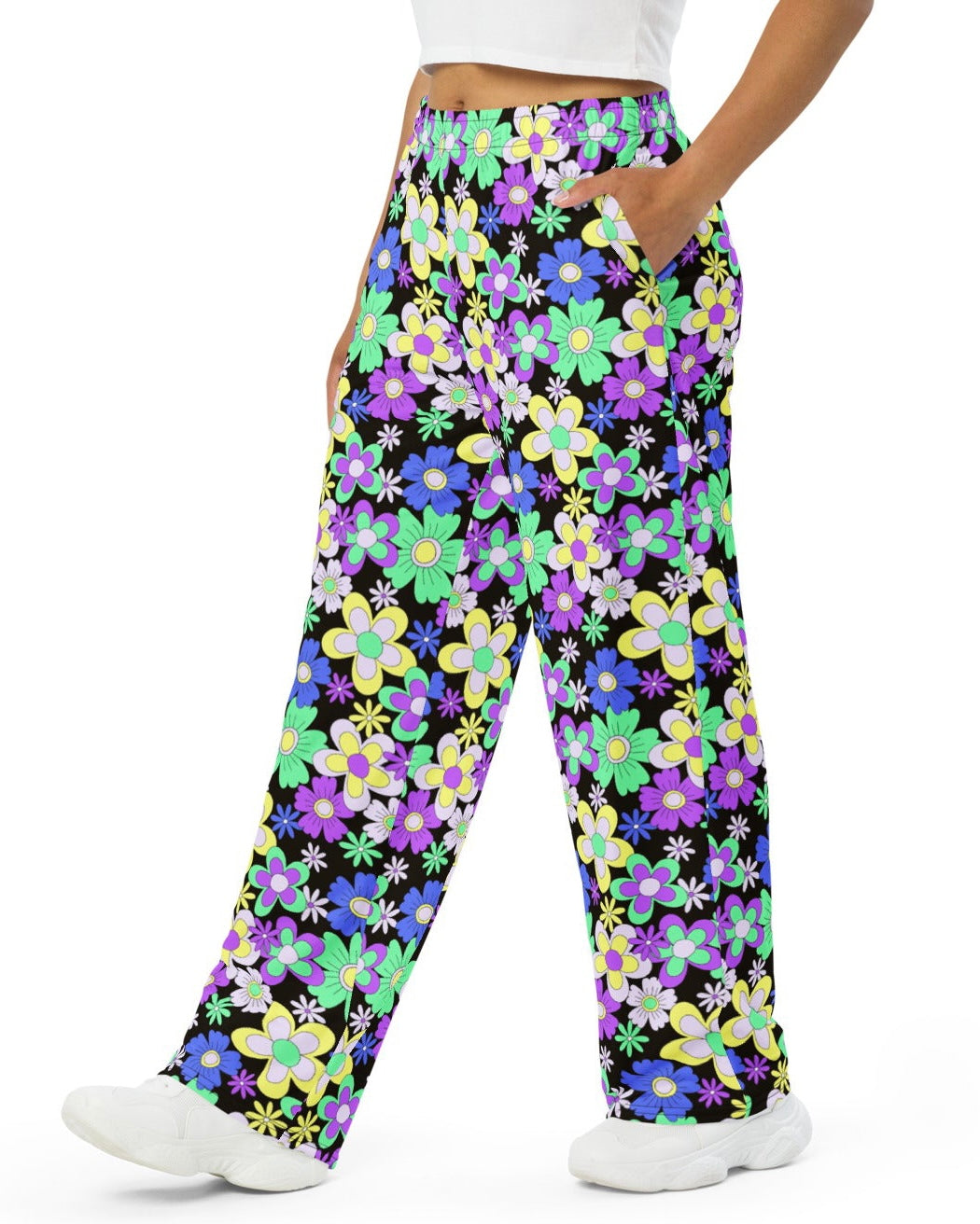 Crazy Daisy Wide Leg Pants, Wide Leg Pants, - One Stop Rave