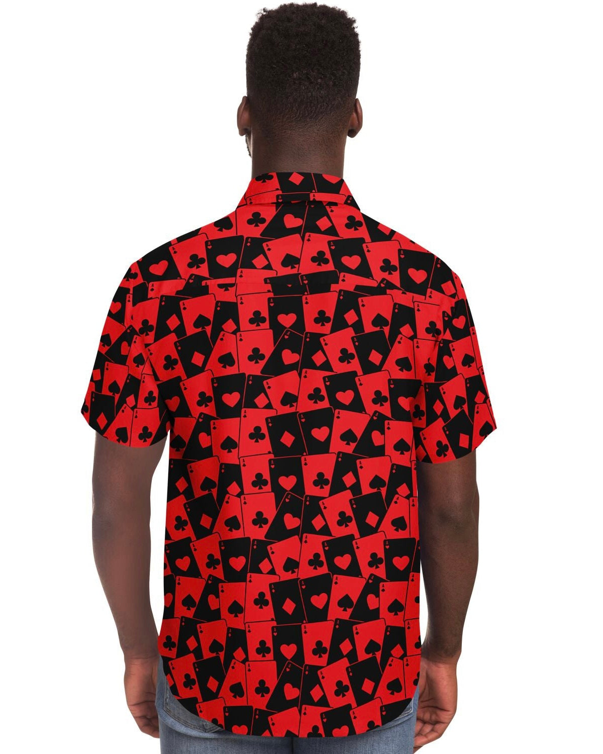 Ace Of Hearts Party Shirt, Short Sleeve Button Down Shirt, - One Stop Rave