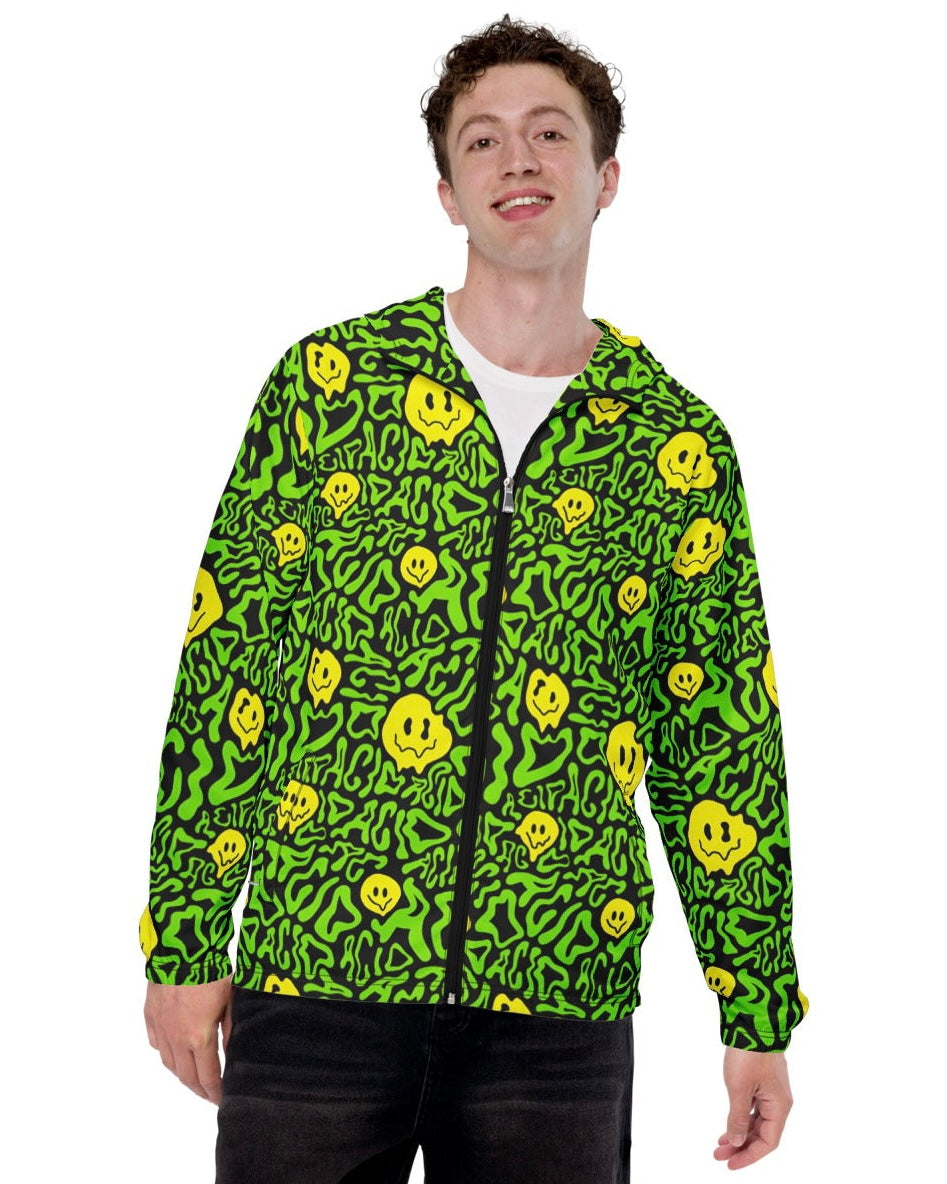 Acid Smilez Windbreaker, Zip-Up Jacket, - One Stop Rave