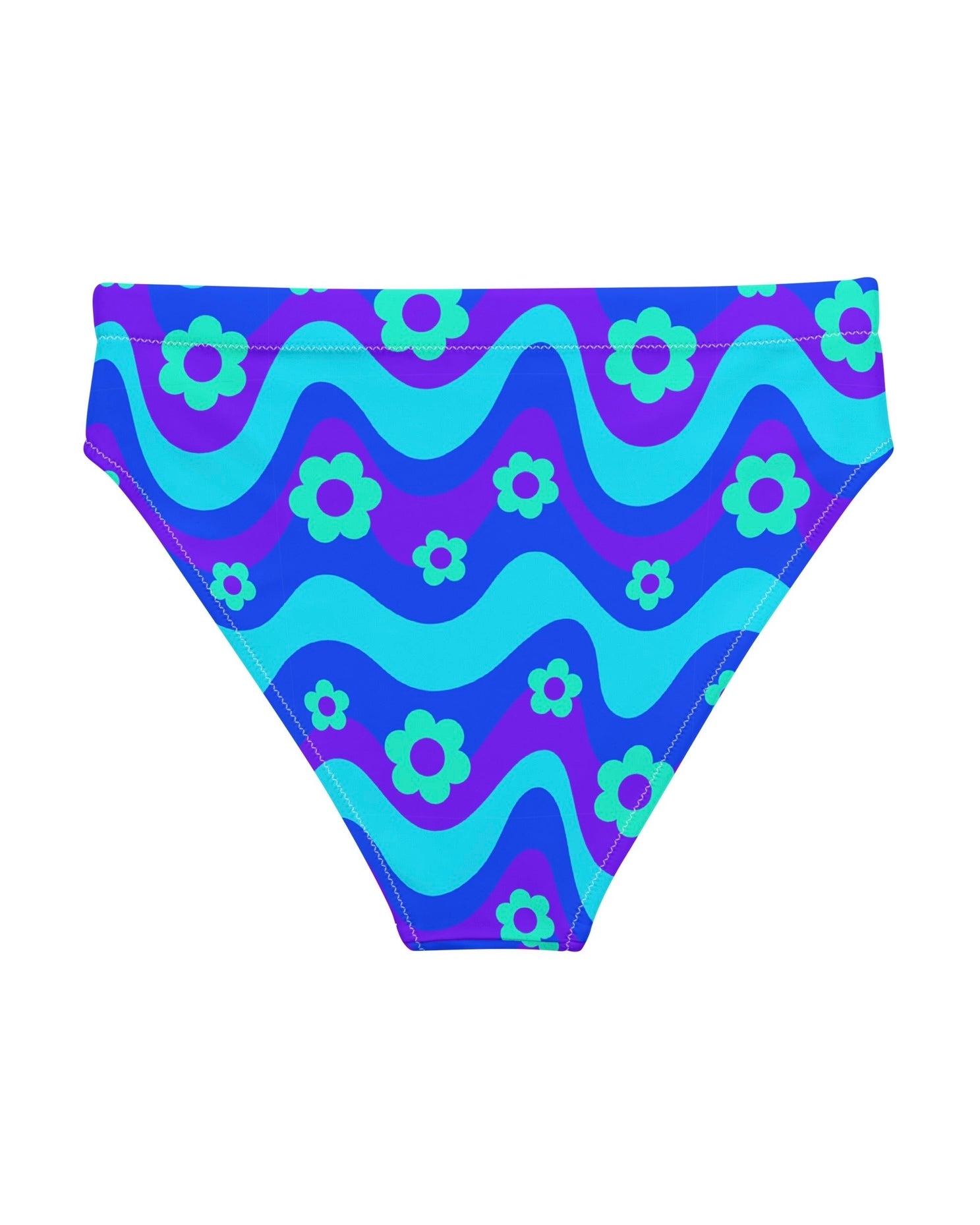 Flower Power Blue Recycled High Waisted Bottoms, High-Waisted Bottoms, - One Stop Rave