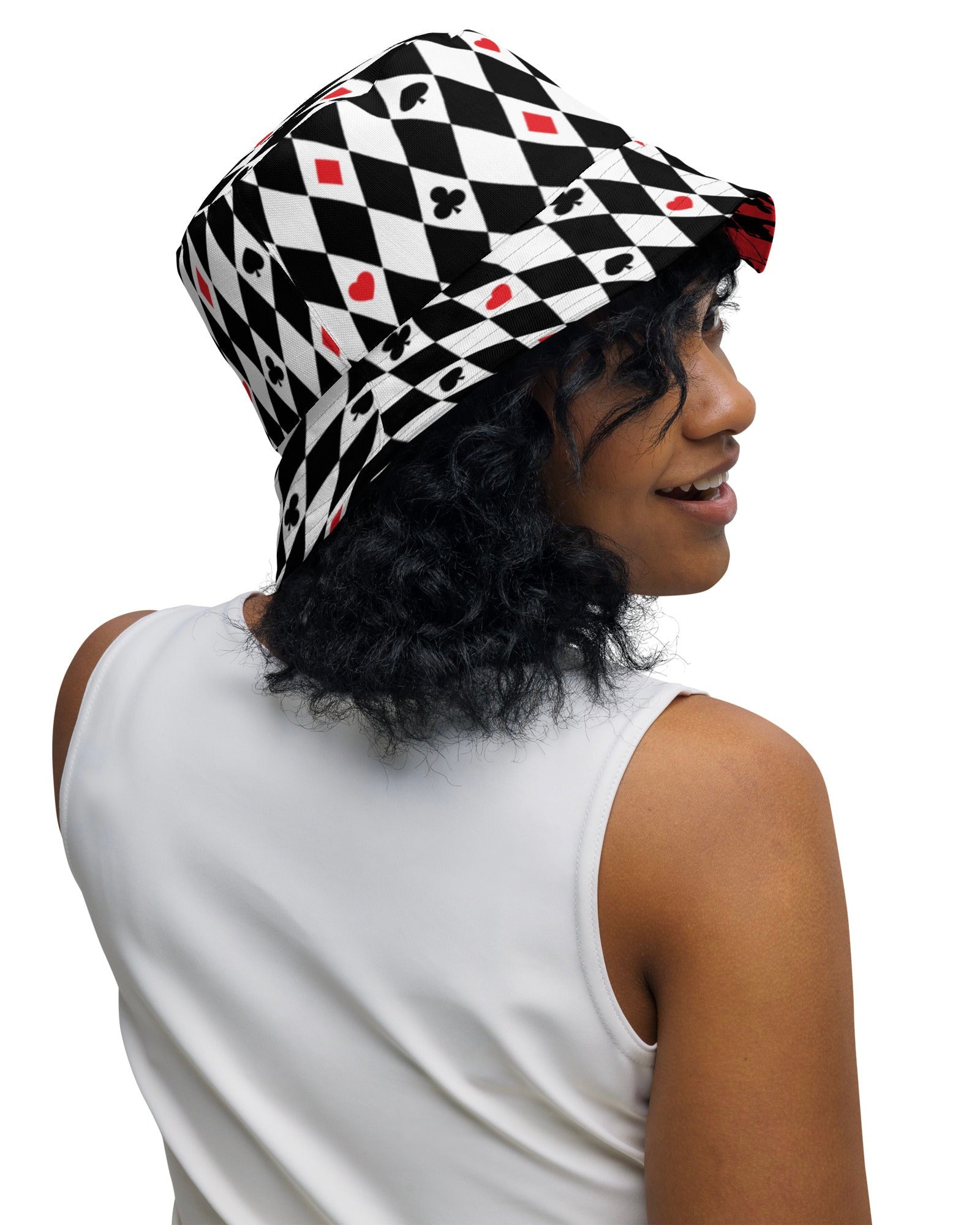 Ace Of Hearts / House Of Cards Reversible Bucket Hat, Bucket Hat, - One Stop Rave