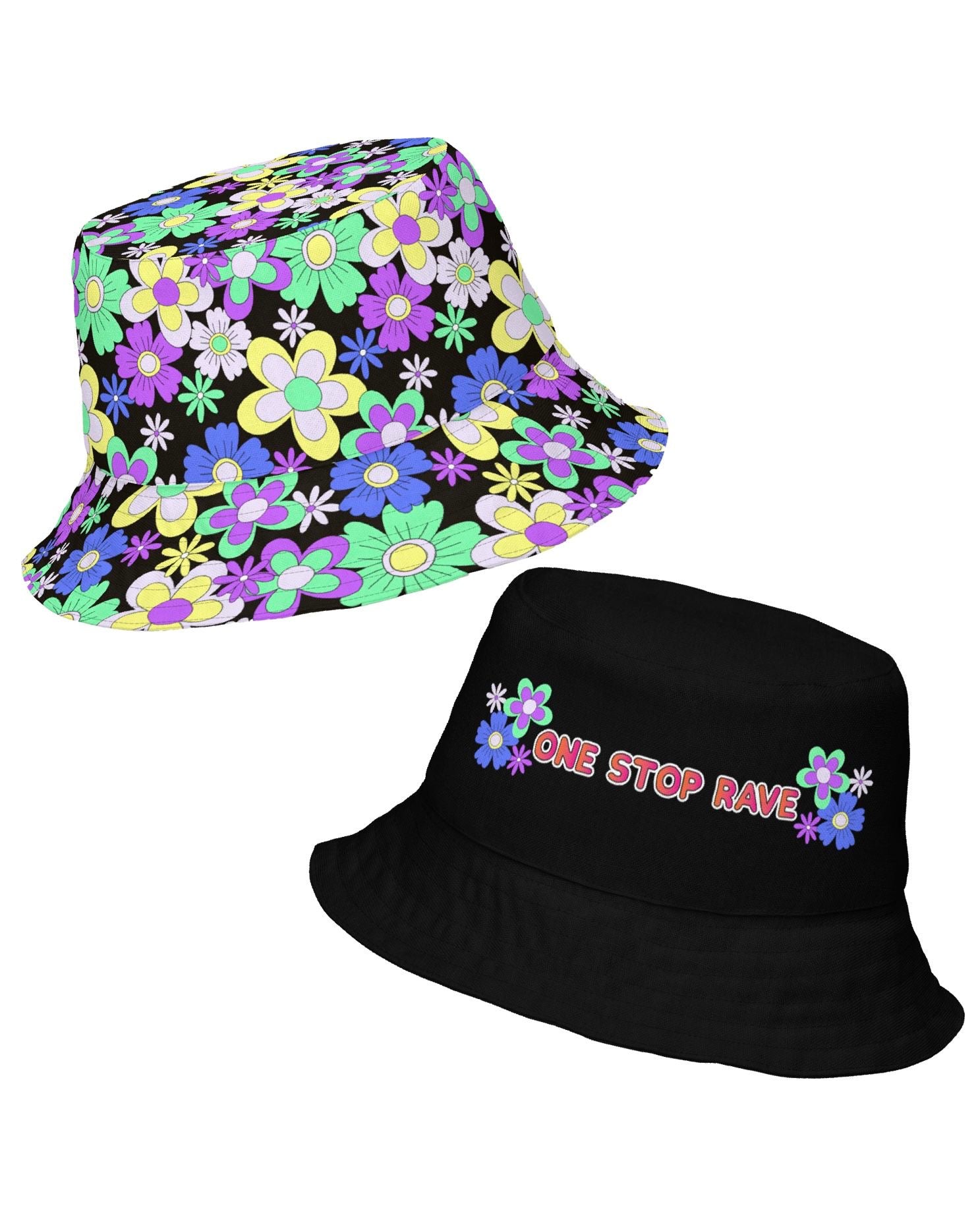 Crazy Daisy Reversible Bucket Hat, Bucket Hat, - One Stop Rave