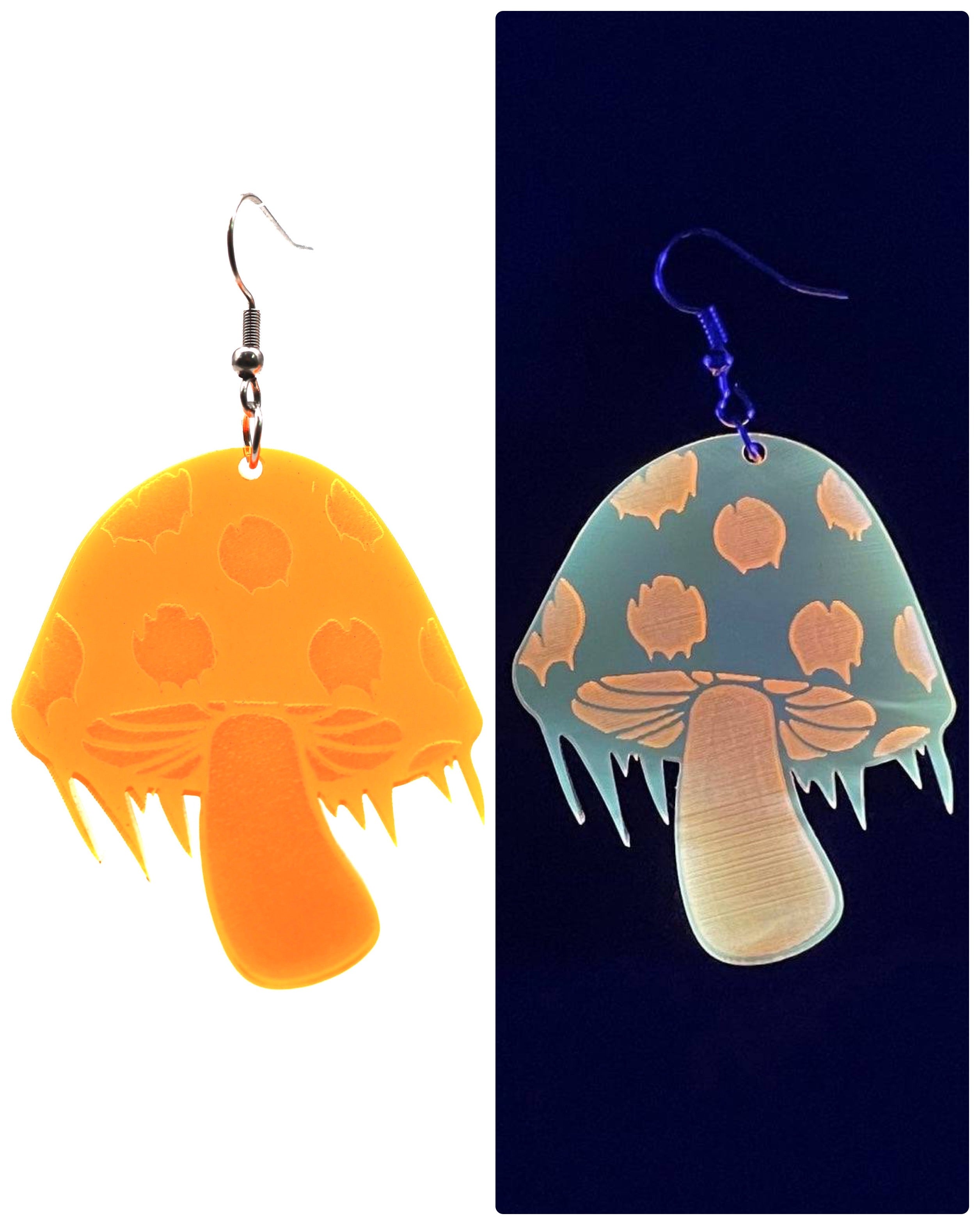 Trippy Shroom Earrings, Dangle Earrings, - One Stop Rave