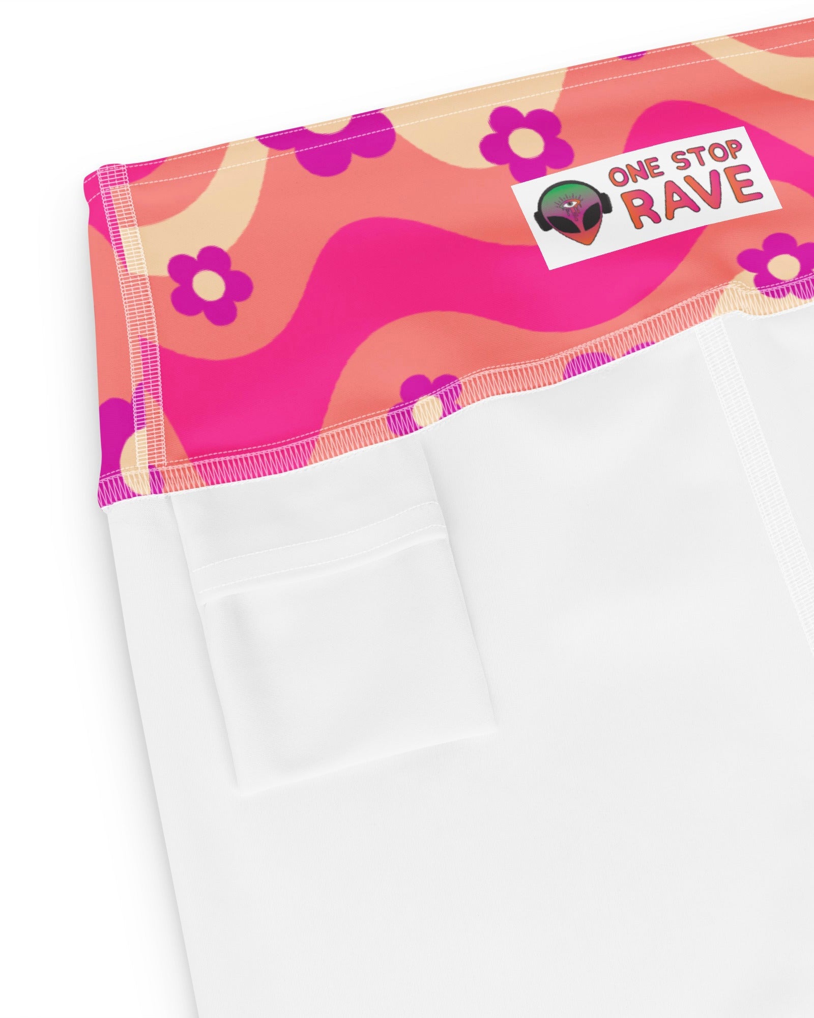 Flower Power Pink Yoga Shorts, Yoga Shorts, - One Stop Rave