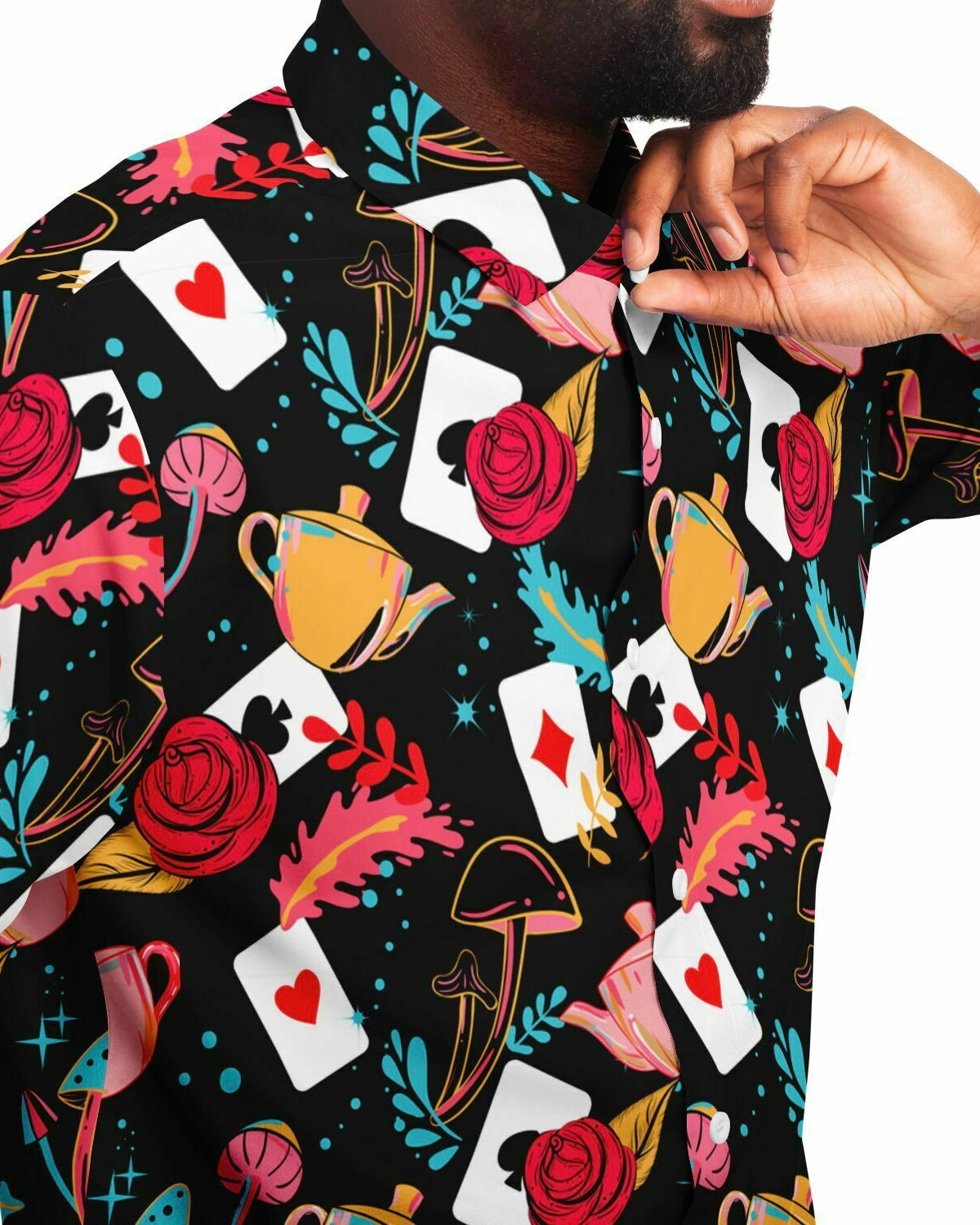 Curiouser and Curiouser Party Shirt, Short Sleeve Button Down Shirt, - One Stop Rave