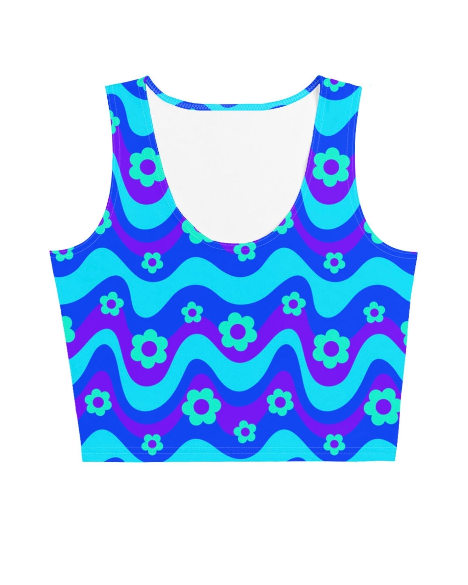 Flower Power Blue Crop Top, Crop Top, - One Stop Rave