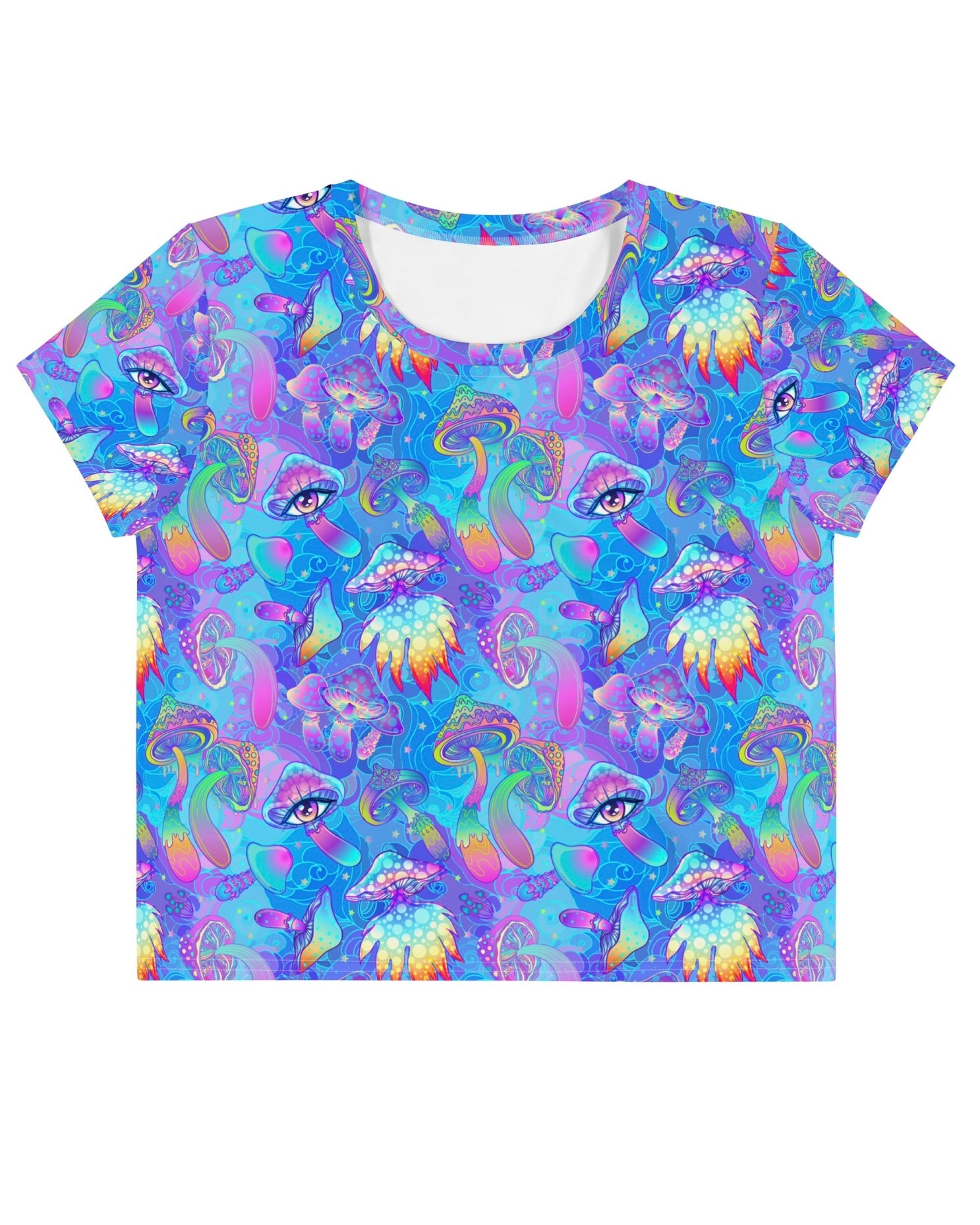 Shroomin Blue Crop Tee, Crop Tee, - One Stop Rave