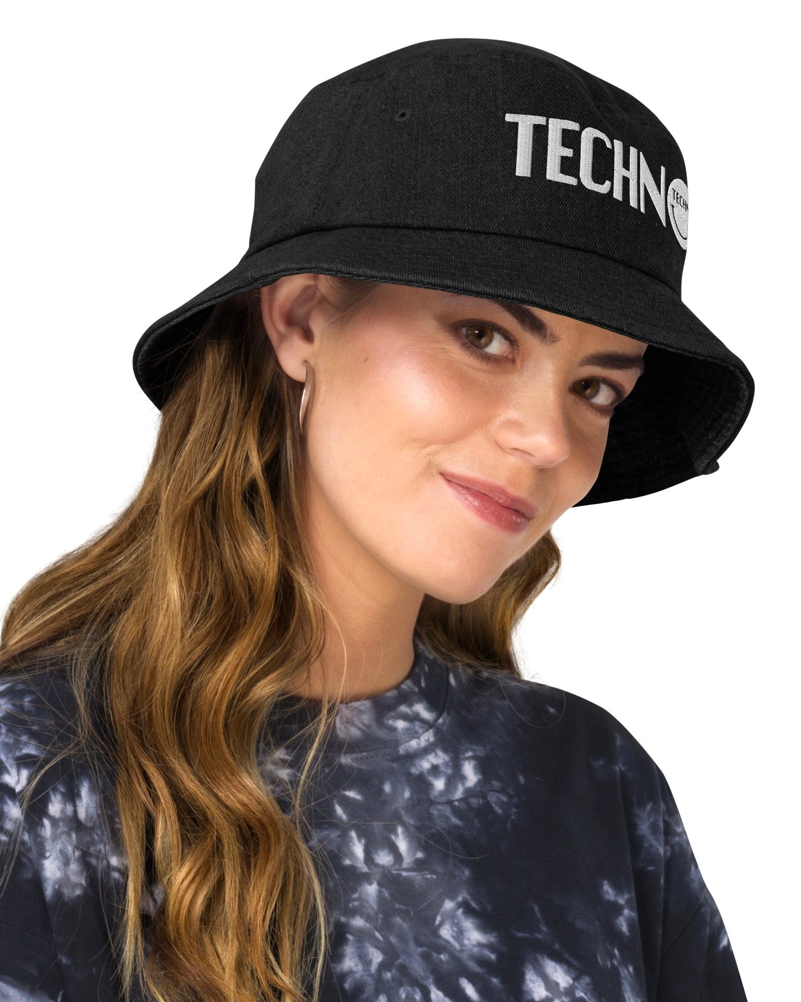 Techno Head Denim Bucket Hat, Bucket Hat, - One Stop Rave