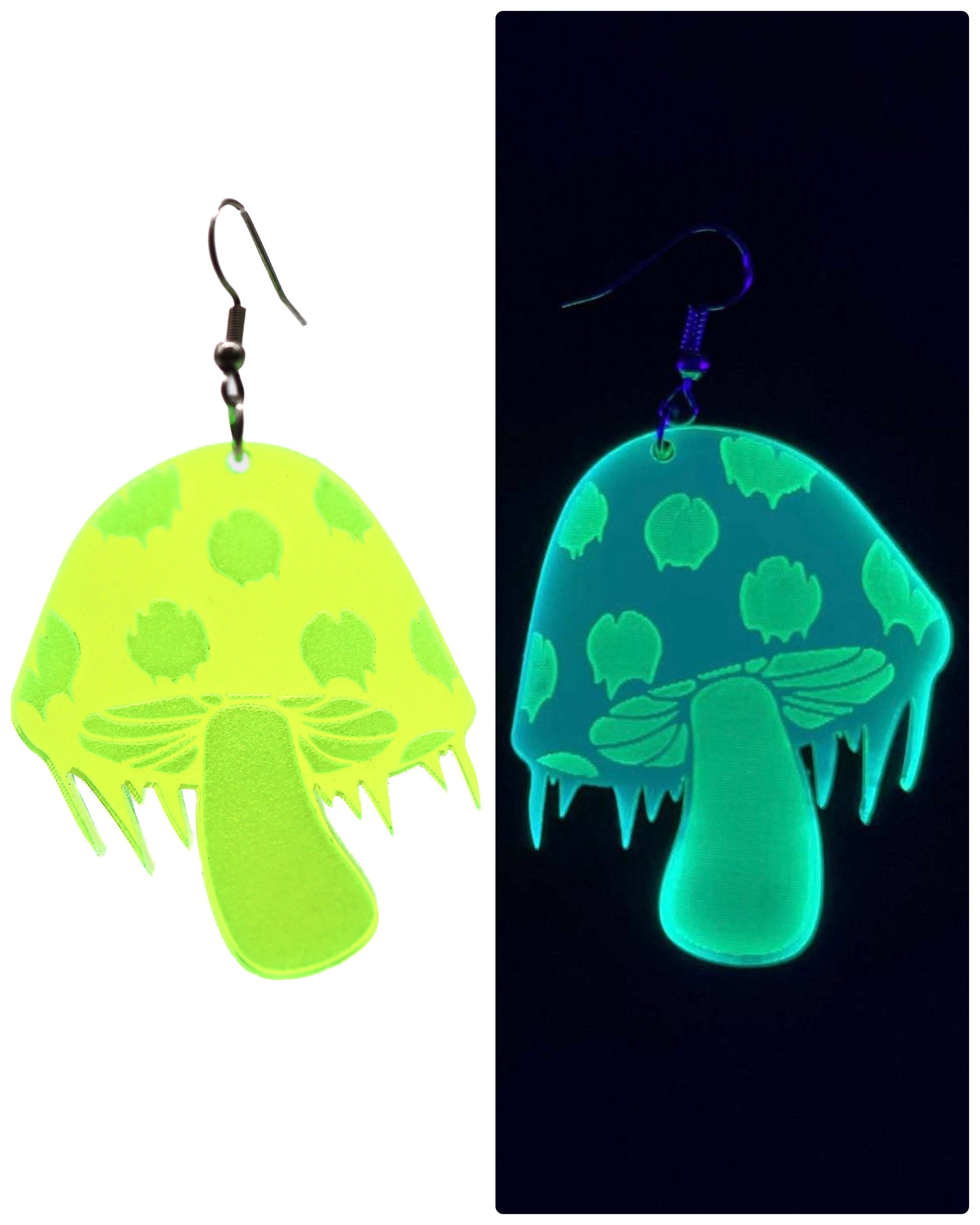 Trippy Shroom Earrings, Dangle Earrings, - One Stop Rave