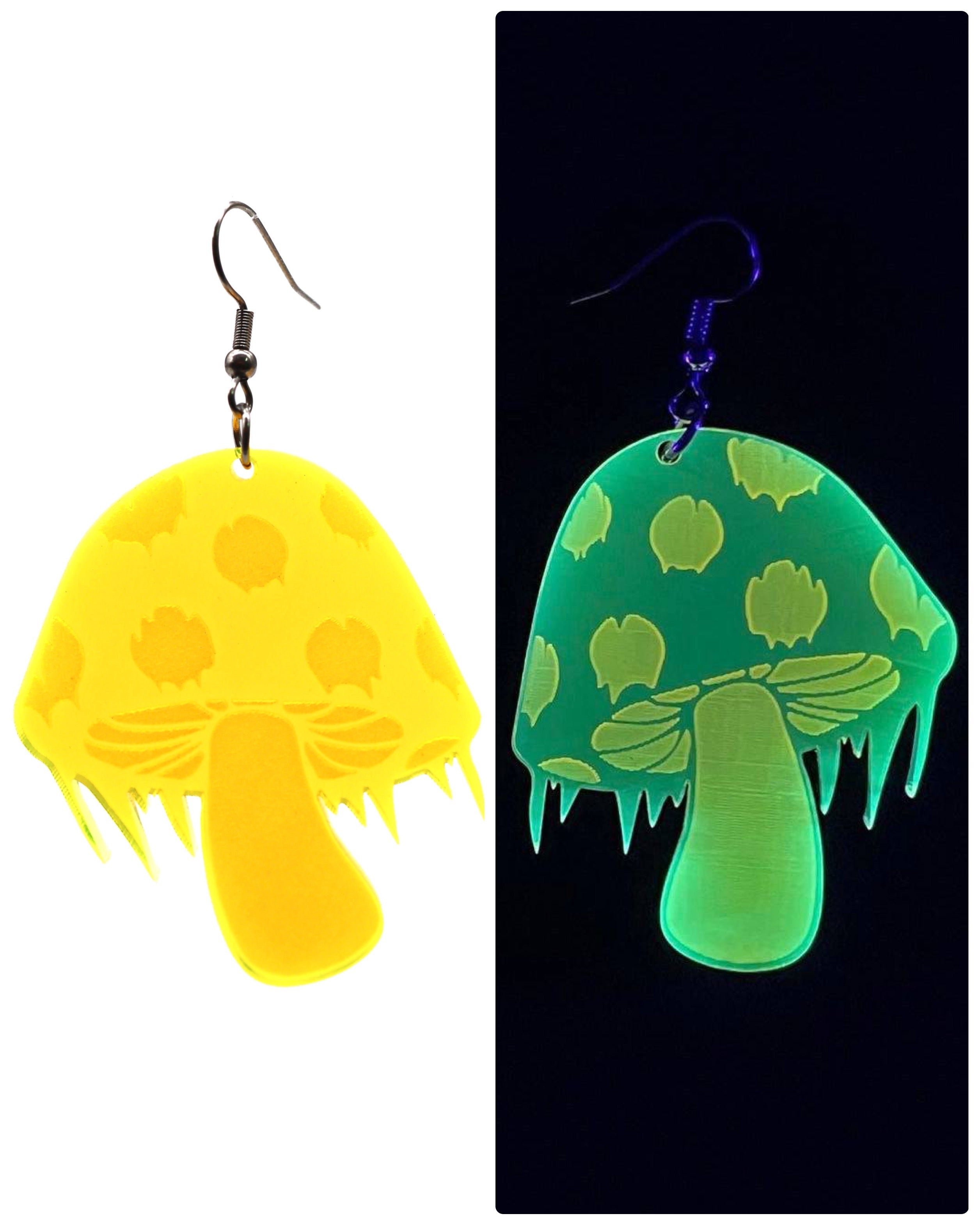 Trippy Shroom Earrings, Dangle Earrings, - One Stop Rave