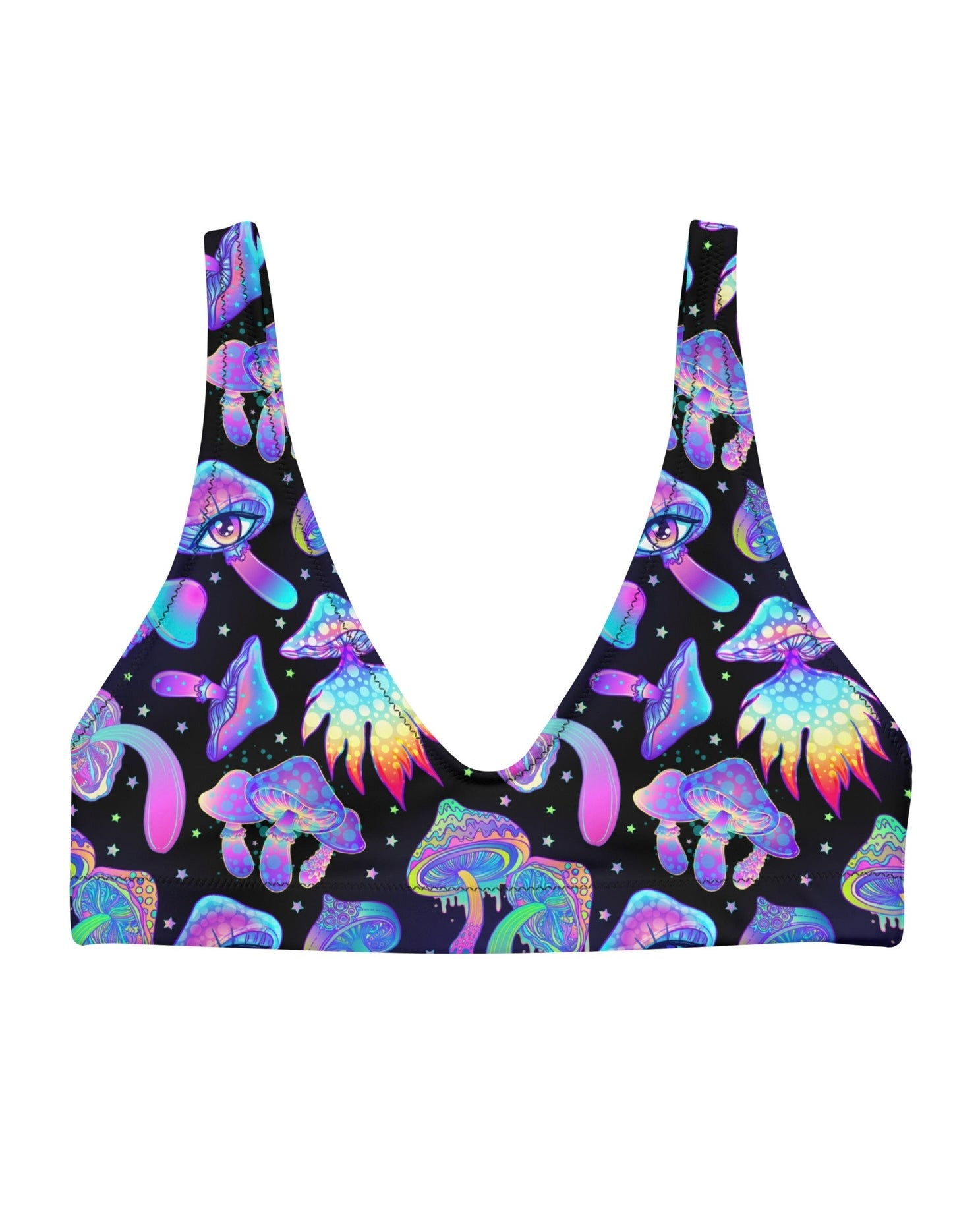 Shroomin Black Recycled Padded V-Top, V-Top, - One Stop Rave