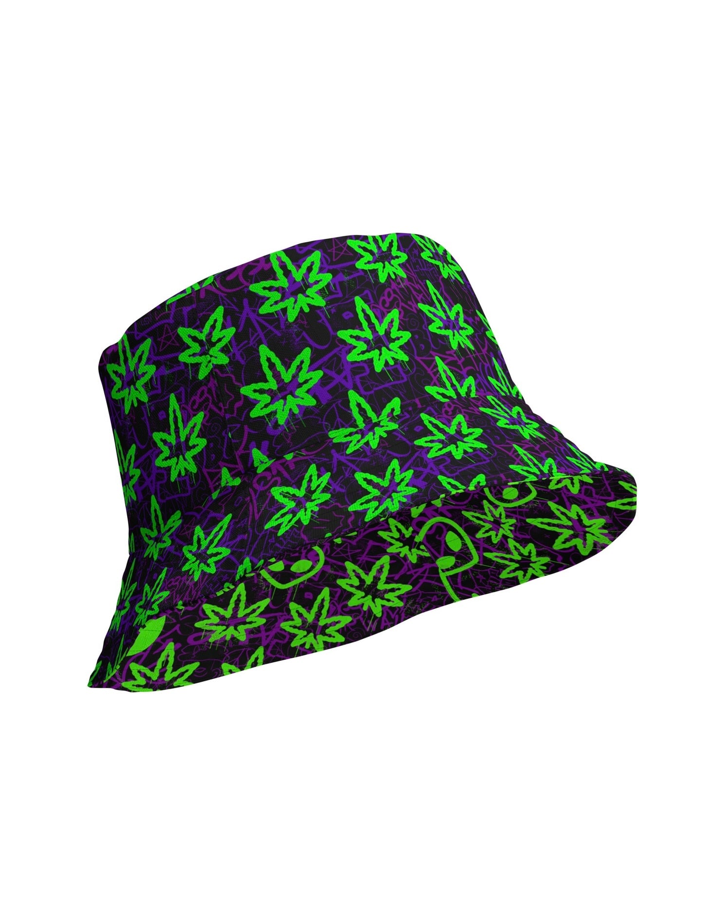 Ganja Graffiti Reversible Bucket Hat, Bucket Hat, - One Stop Rave