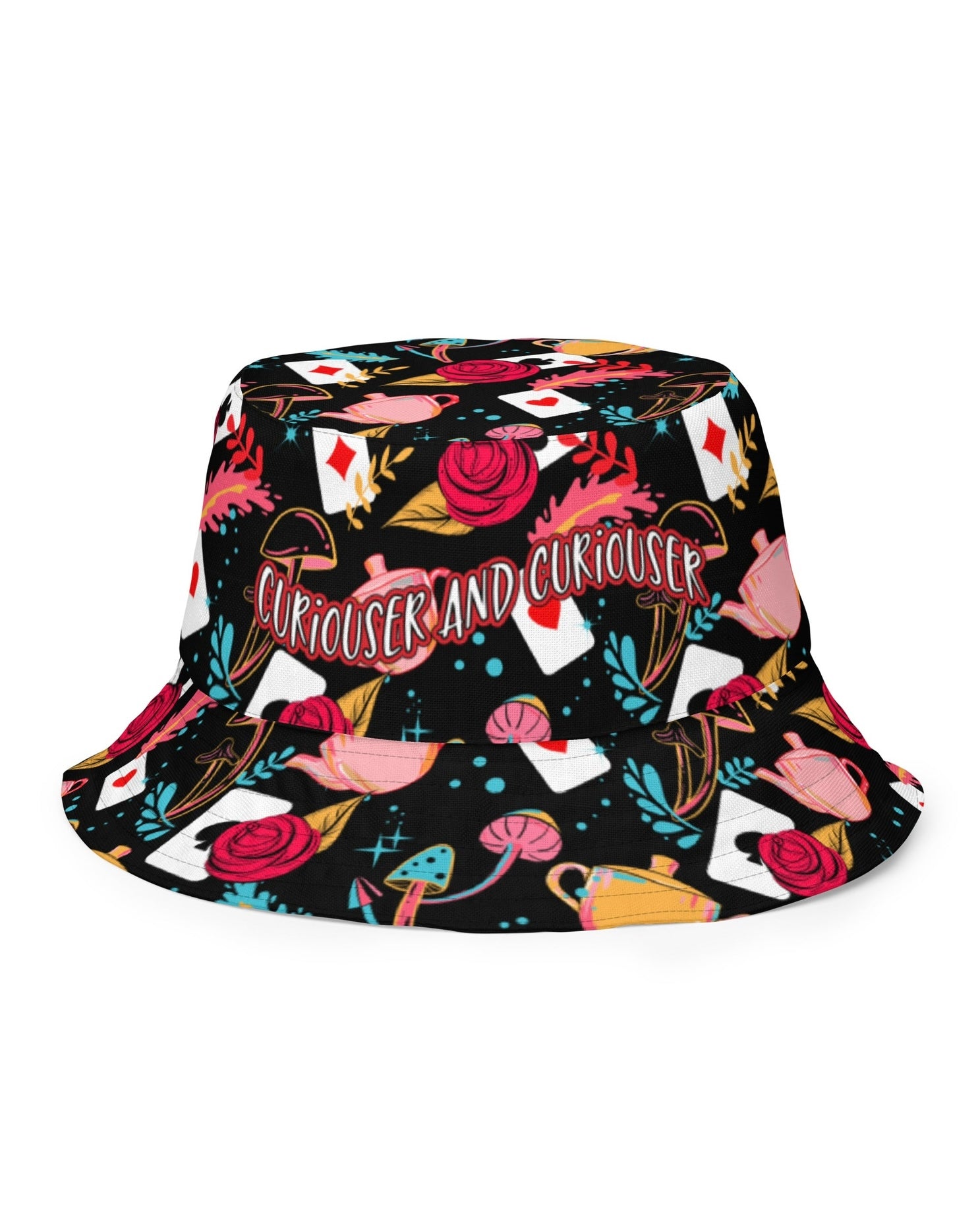 Curiouser and Curiouser / Off With Your Head Reversible Bucket Hat, Bucket Hat, - One Stop Rave
