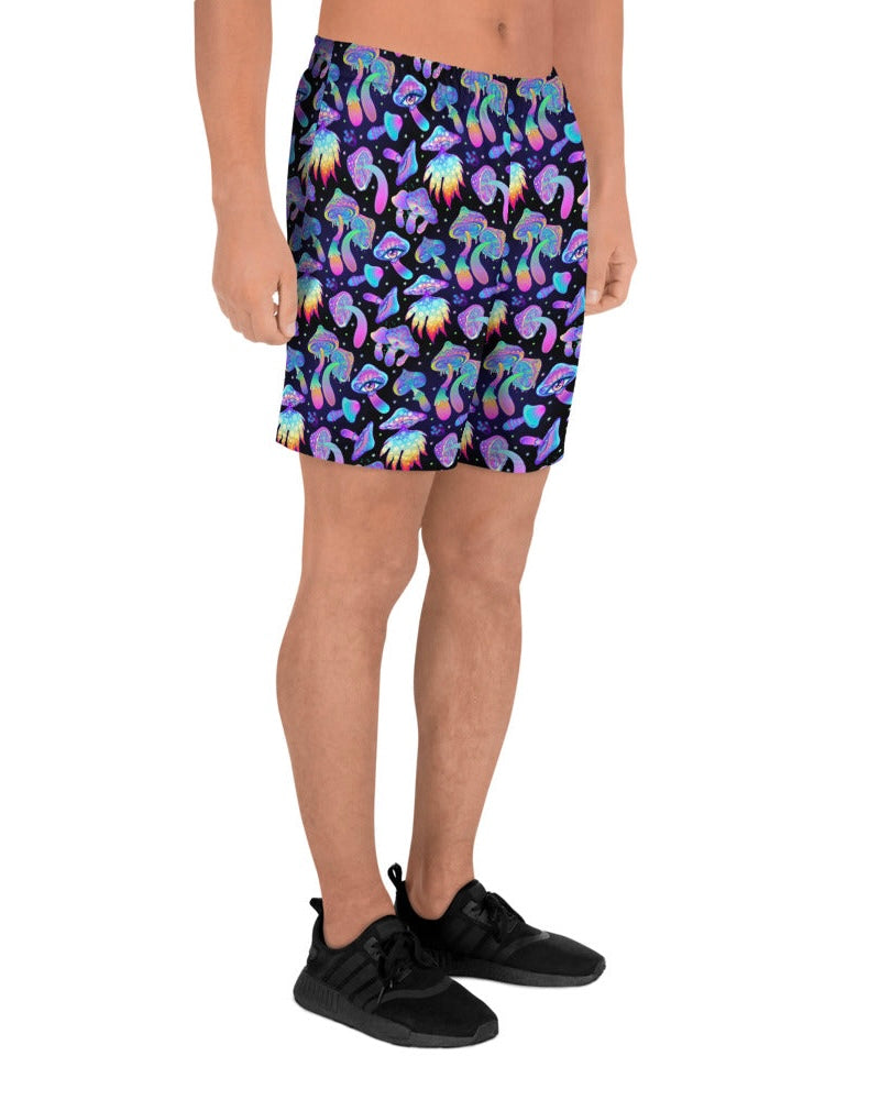Shroomin Black Recycled Athletic Shorts, Athletic Shorts, - One Stop Rave