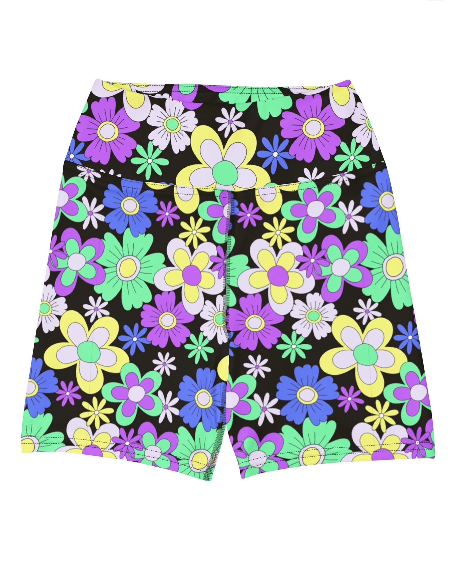 Crazy Daisy Yoga Shorts, Yoga Shorts, - One Stop Rave