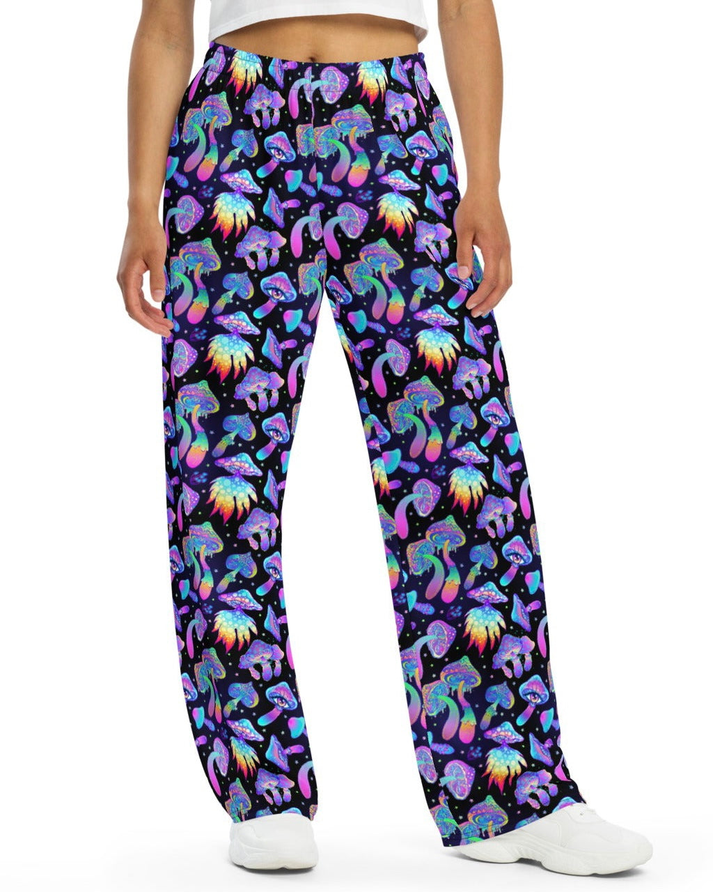 Shroomin Black Wide Leg Pants, Wide Leg Pants, - One Stop Rave