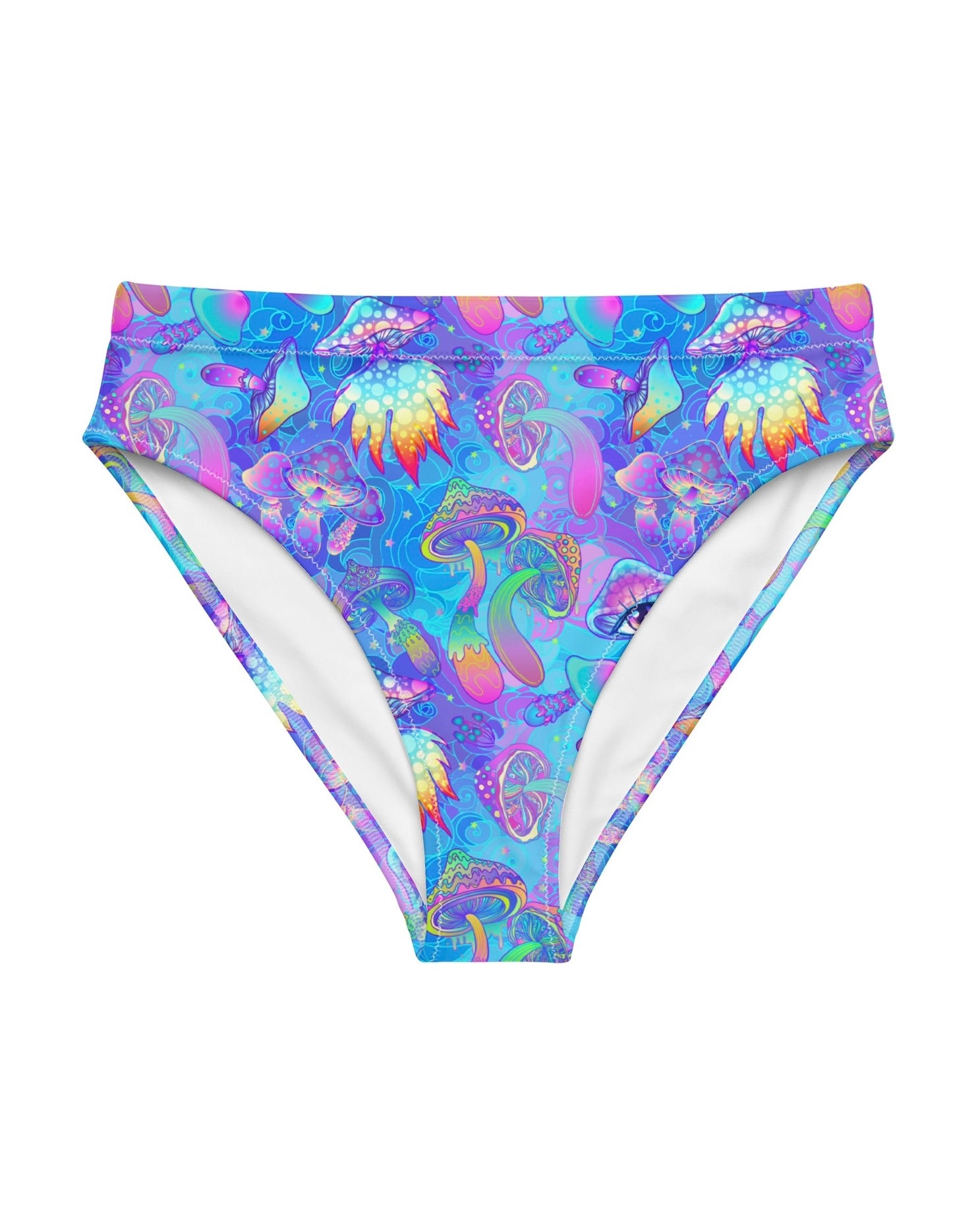 Shroomin Blue Recycled High Waisted Bottoms, High-Waisted Bottoms, - One Stop Rave