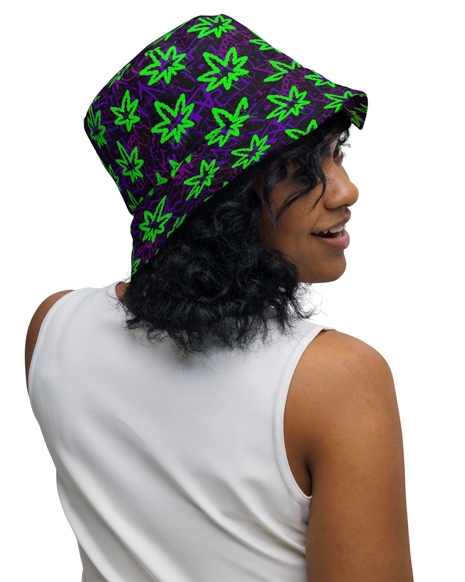 Ganja Graffiti Reversible Bucket Hat, Bucket Hat, - One Stop Rave