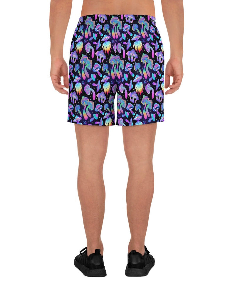 Shroomin Black Recycled Athletic Shorts, Athletic Shorts, - One Stop Rave