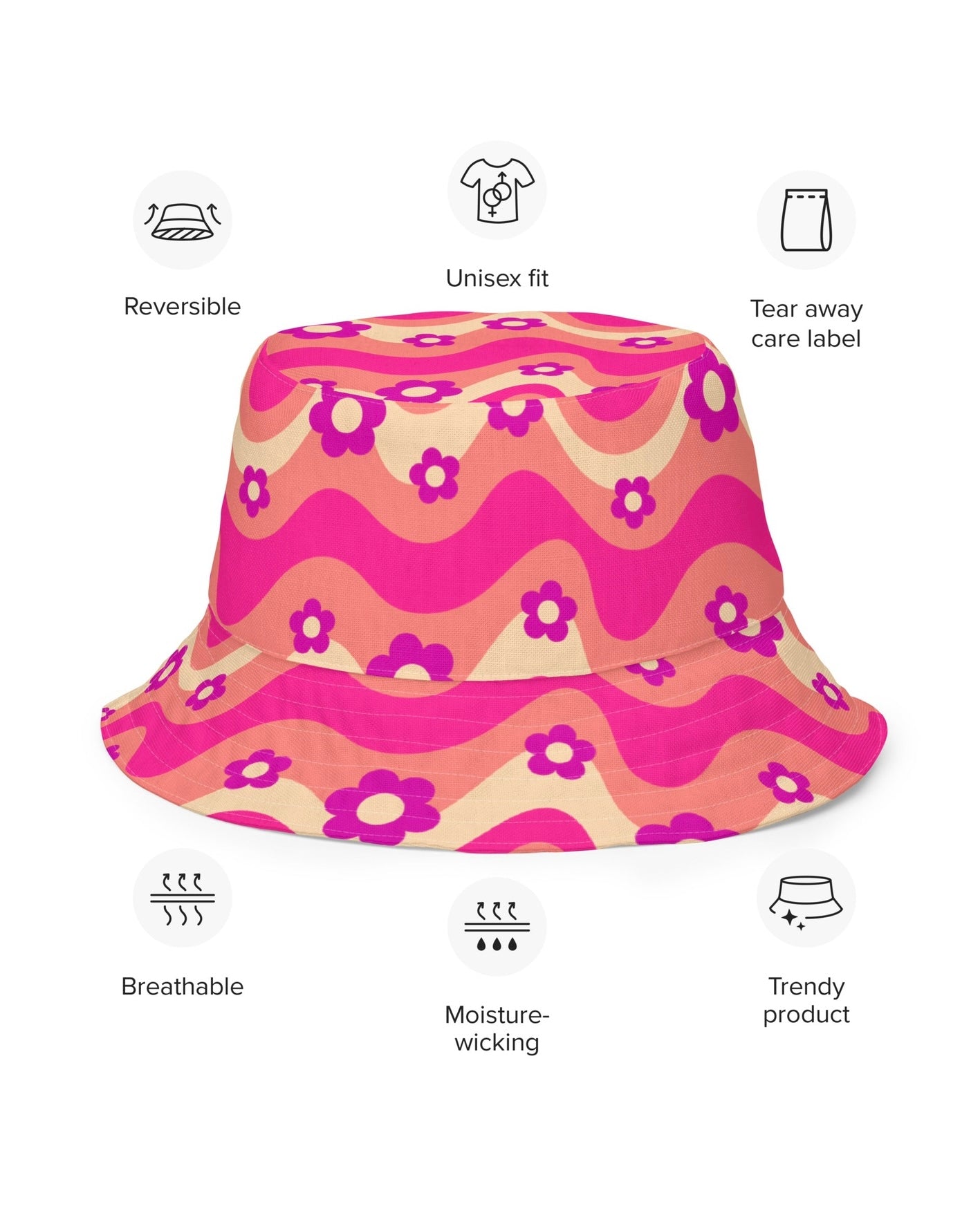 Flower Power Bucket Hat, Bucket Hat, - One Stop Rave