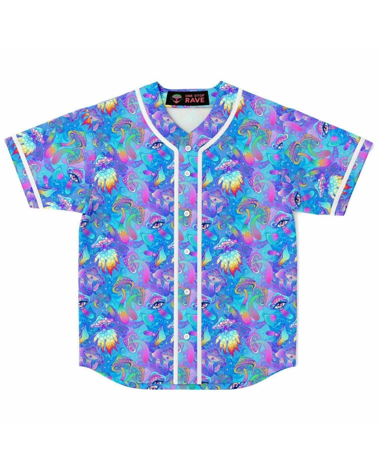 Shroomin Blue Jersey, Baseball Jersey, - One Stop Rave