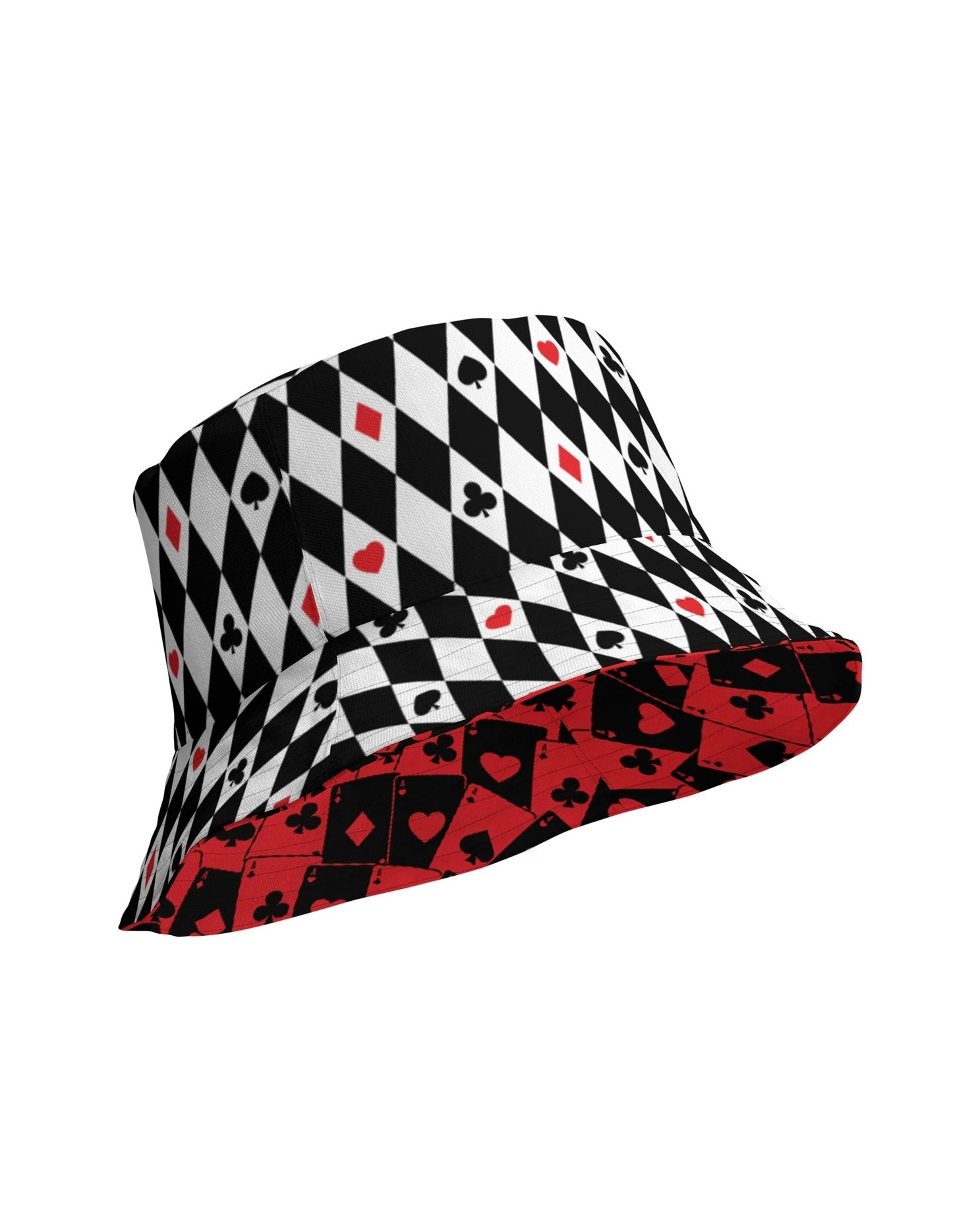 Ace Of Hearts / House Of Cards Reversible Bucket Hat, Bucket Hat, - One Stop Rave