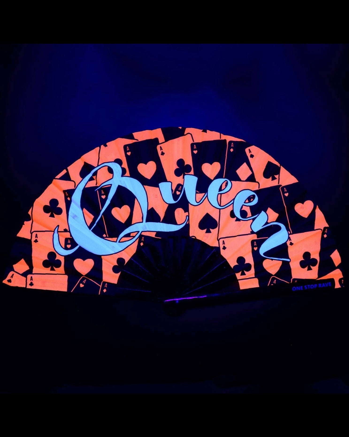 Queen of Hearts Hand Fan, Festival Fans 13.5", - One Stop Rave