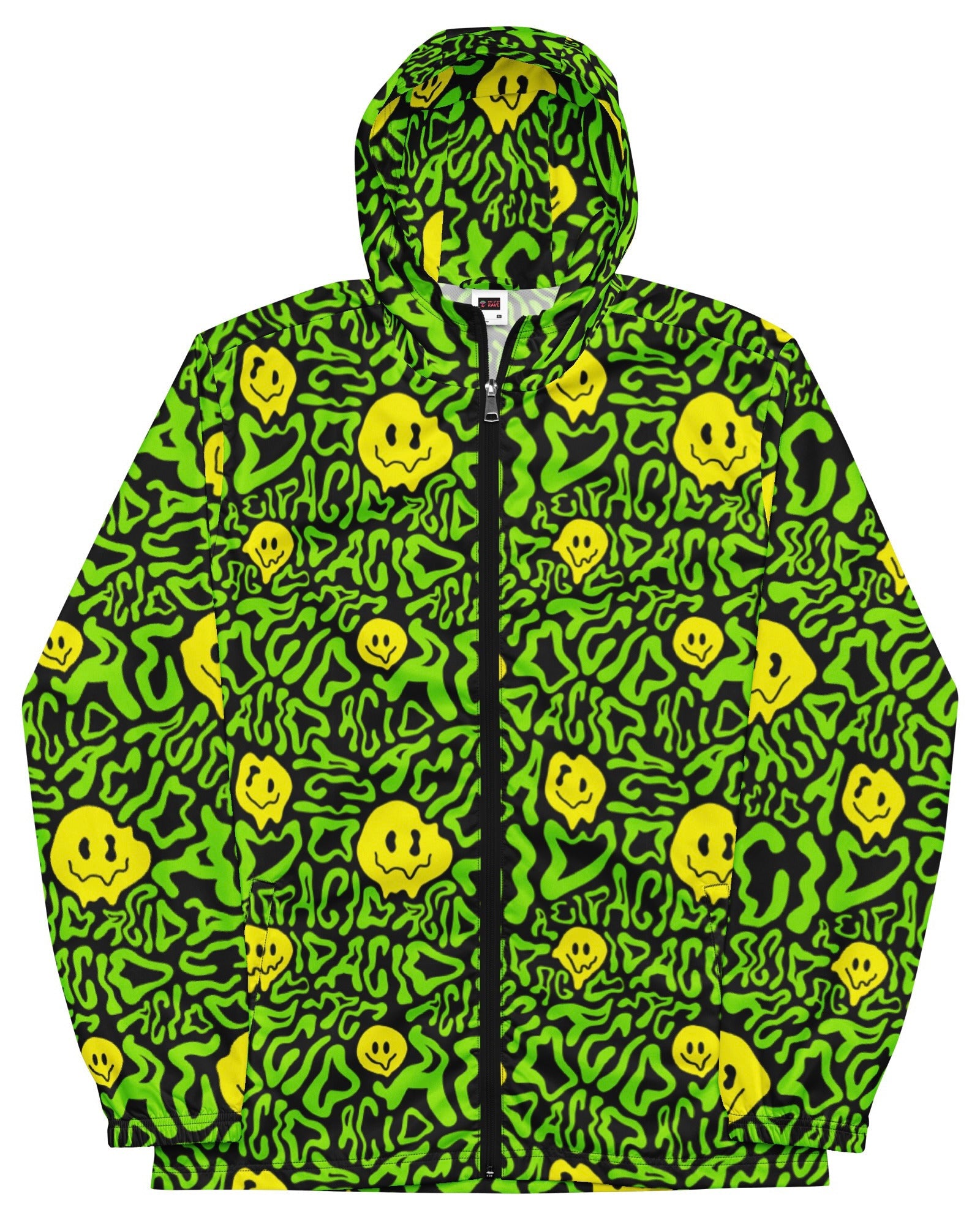 Acid Smilez Windbreaker, Zip-Up Jacket, - One Stop Rave