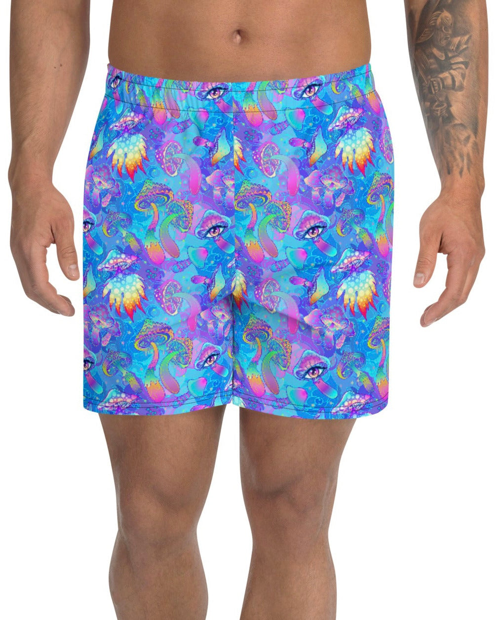 Shroomin Blue Athletic Shorts, , - One Stop Rave