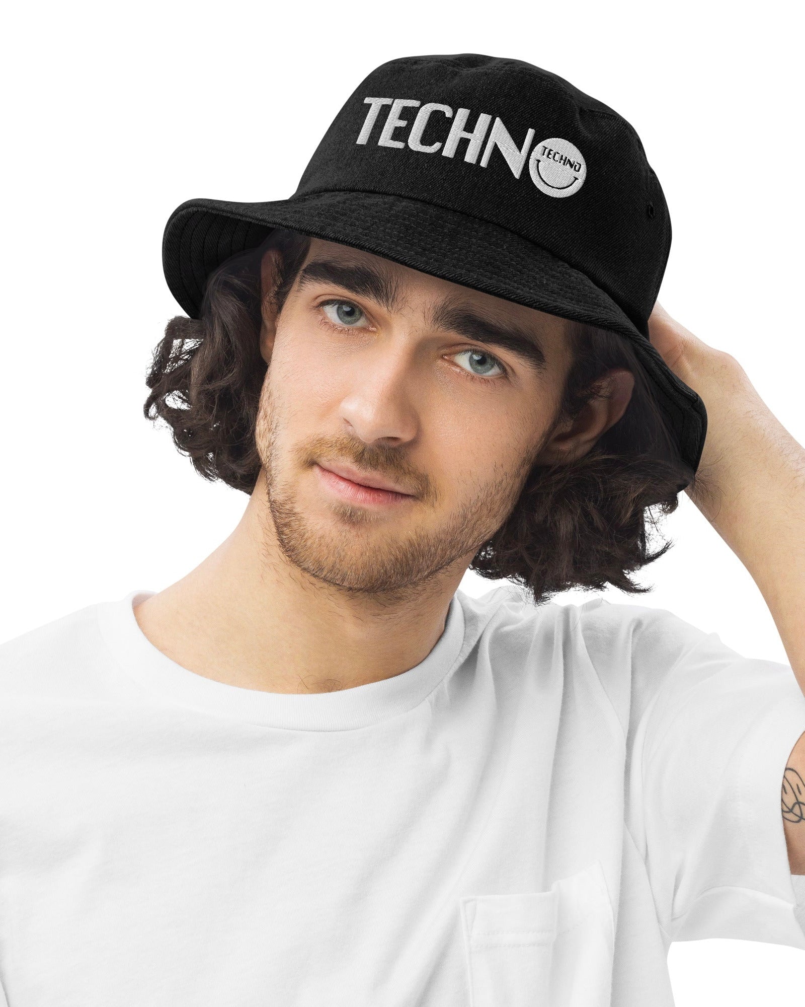 Techno Head Denim Bucket Hat, Bucket Hat, - One Stop Rave